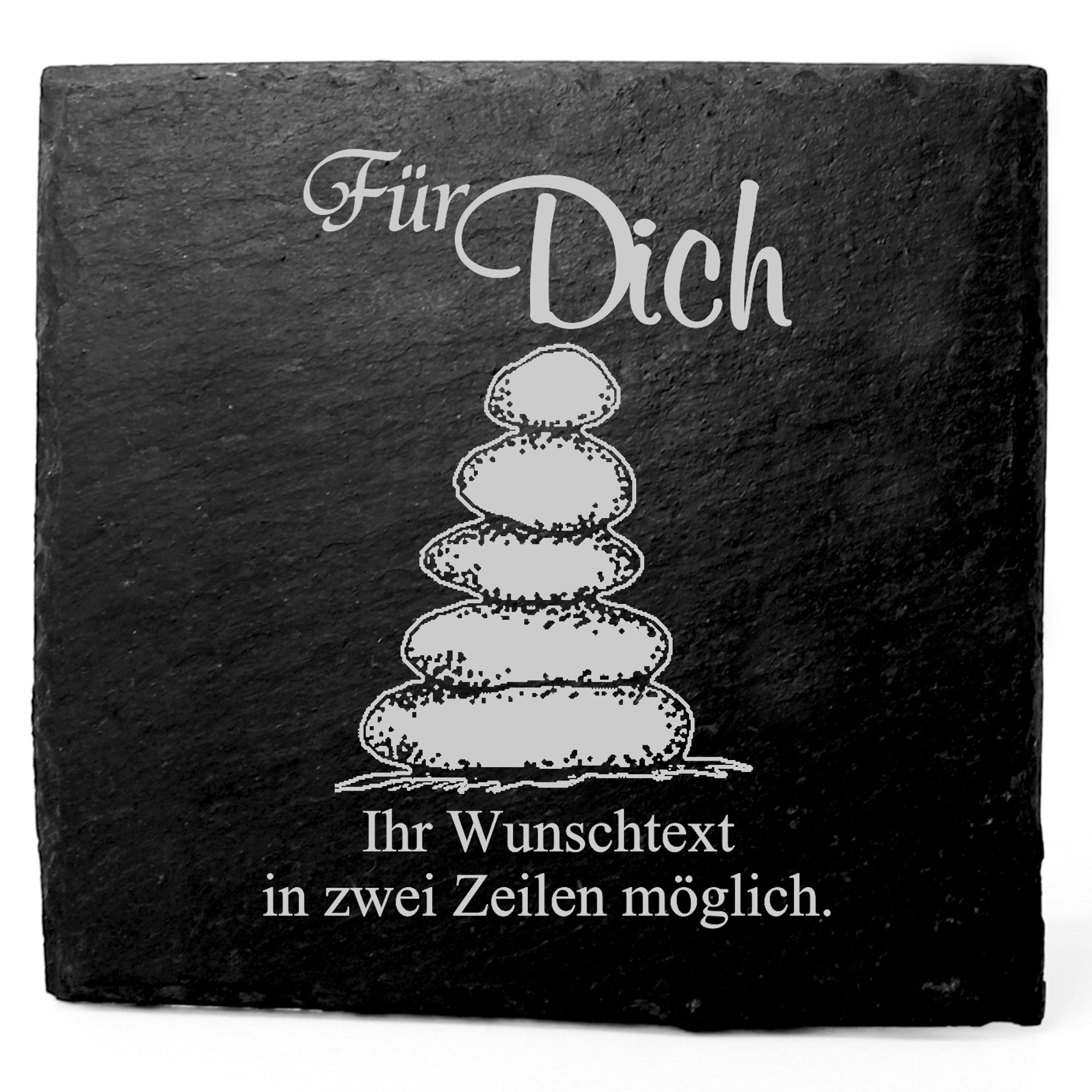 Deko Schiefer Untersetzer personalisiert Steinmännchen - Für Dich - 11x11cm