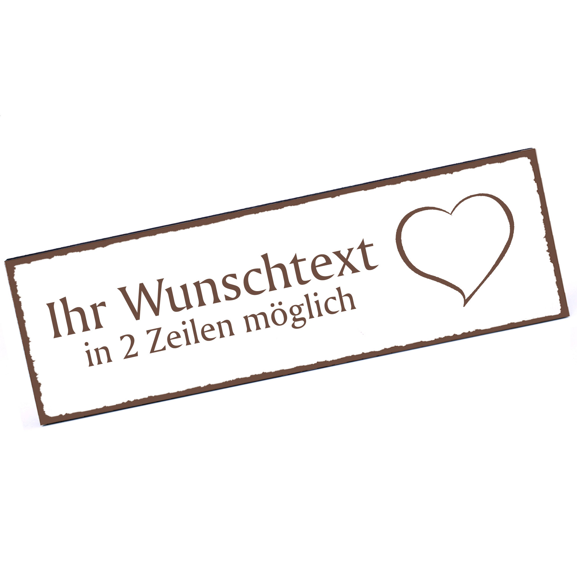 Türschild Herz  Namensschild personalisiert mit Gravur - 150mm x 50mm - selbstklebend