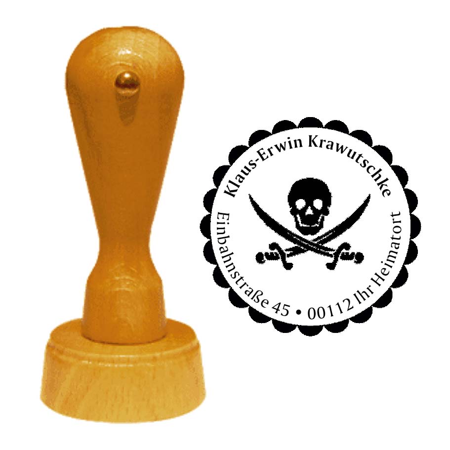 Adressenstempel « PIRAT TOTENKOPF » mit persönlichem Wunschtext