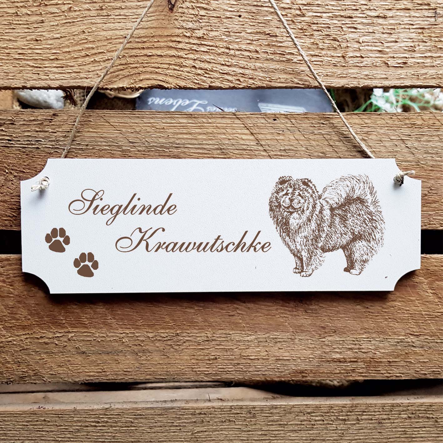 Schild « Chow-Chow » Namensschild Türschild zum Anhängen - 20 x 6,7 cm