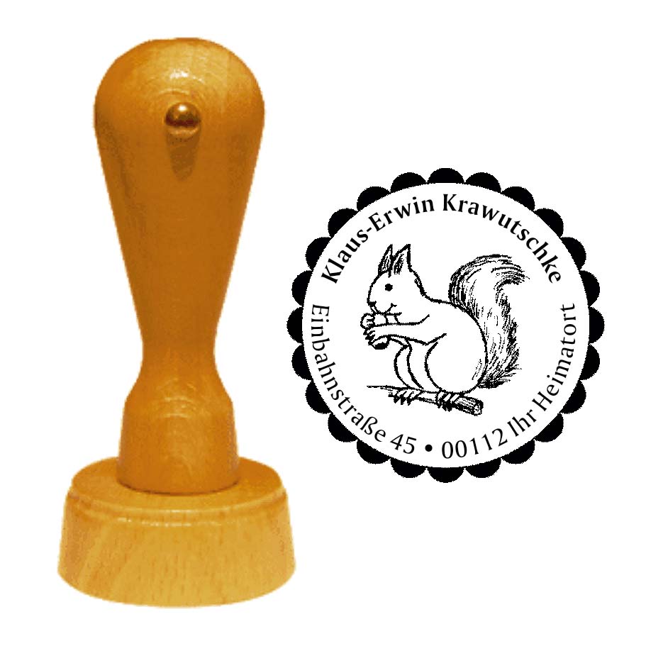 Adressenstempel « EICHHÖRNCHEN 02 » mit persönlichem Wunschtext