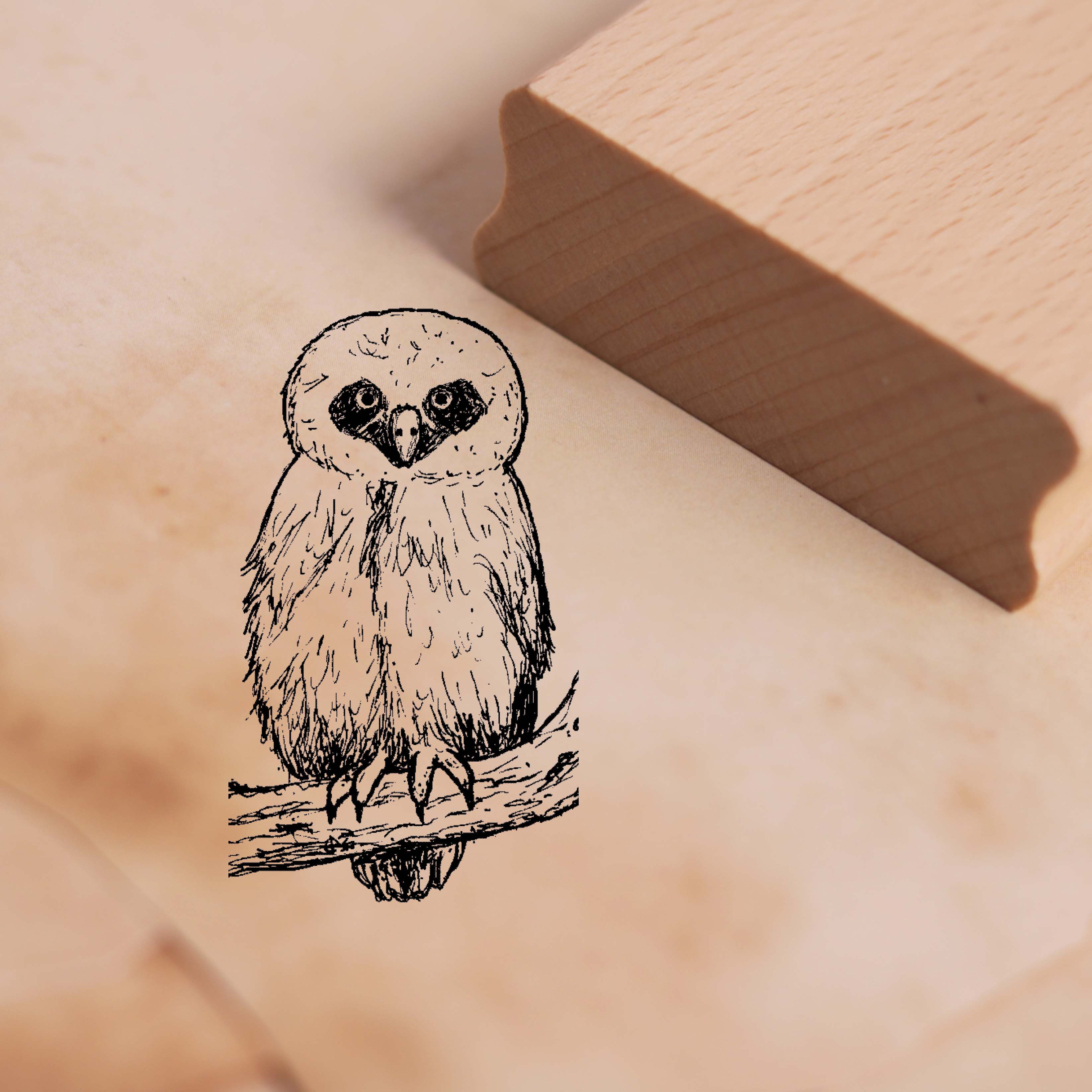 Motivstempel Brillenkauz - Eule Stempel Holzstempel 28 x 48 mm