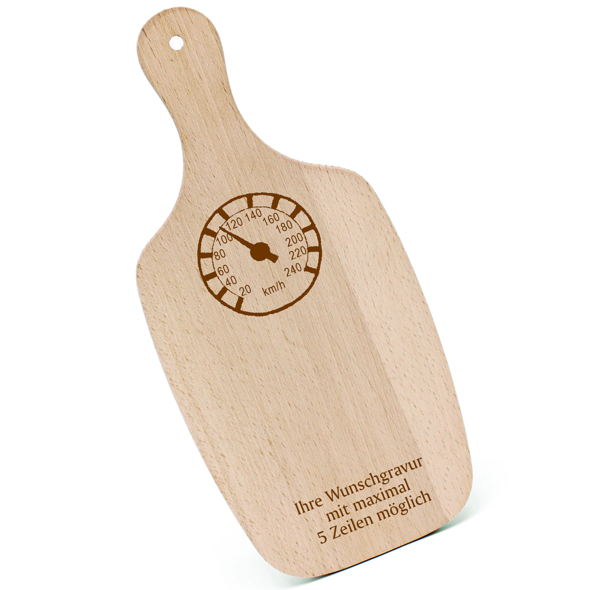 Schneidebrett Frühstücksbrettchen - Tacho - mit Griff 330x150mm