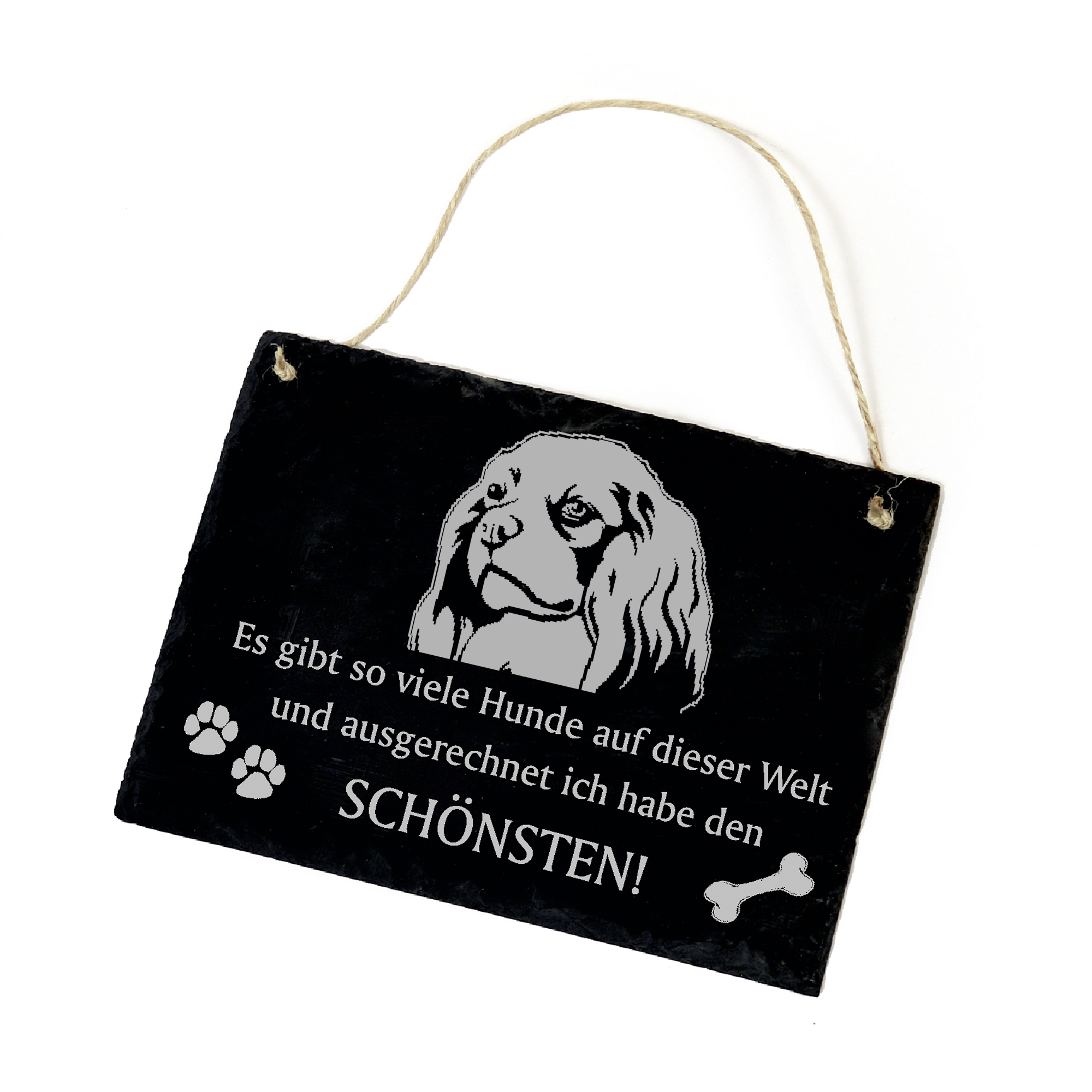 Hundeschild Cavalier King Charles Spaniel Schild aus Schiefer - Ich habe den schönsten - 22cm x 16cm