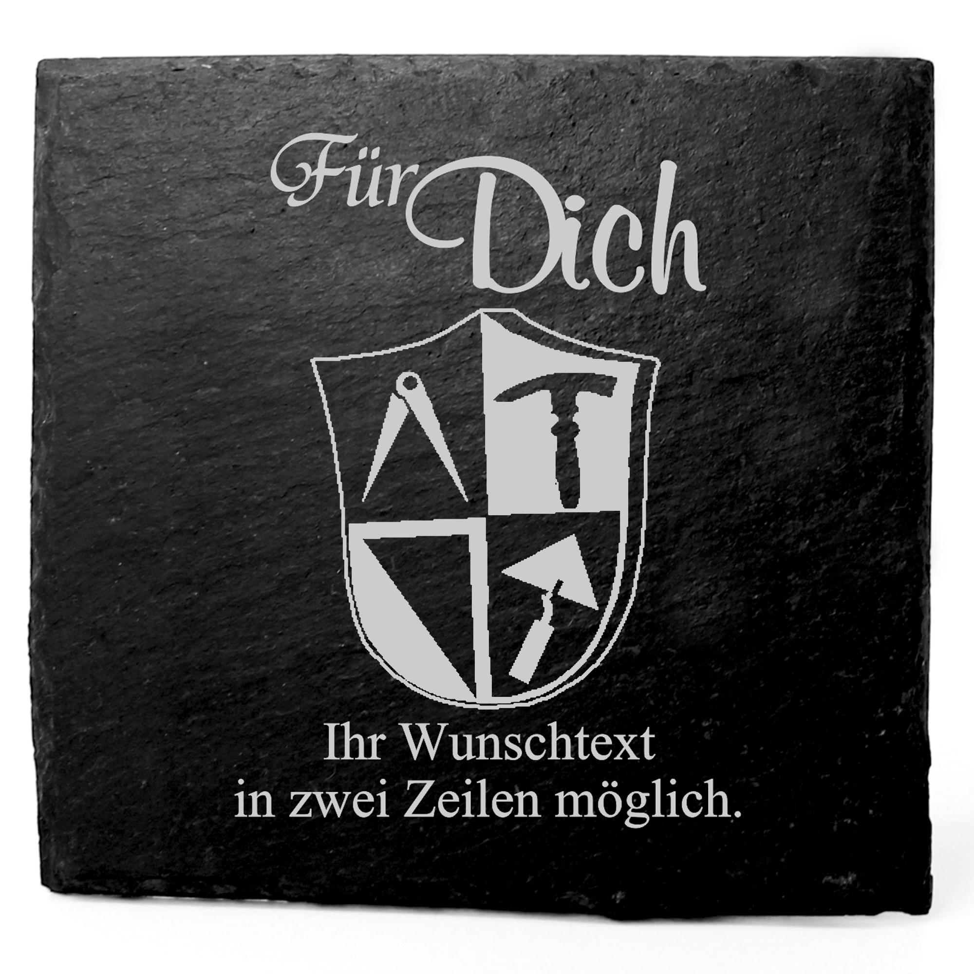 Deko Schiefer Untersetzer personalisiert Bau Handwerk - Für Dich - 11x11cm