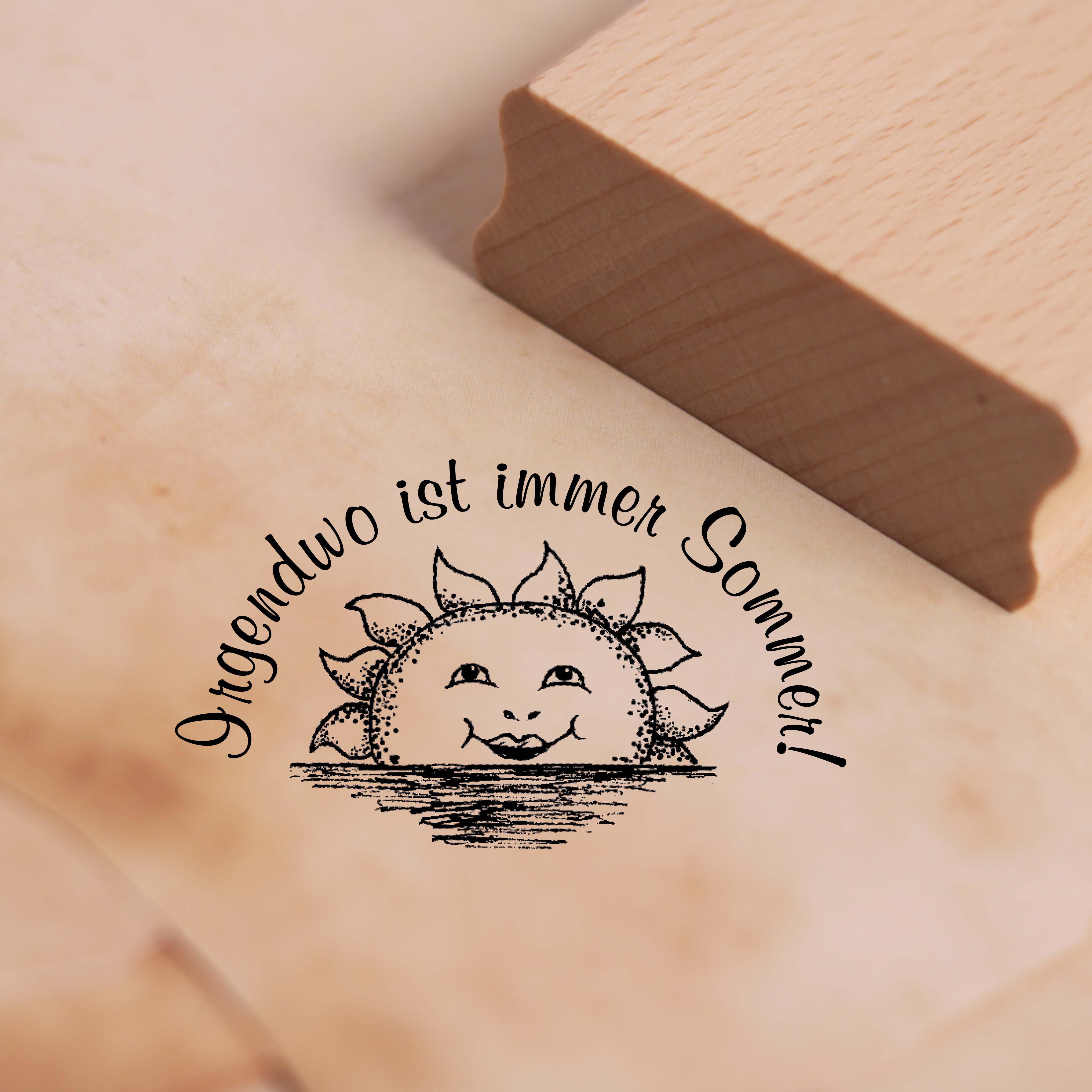 Motivstempel Irgendwo ist immer Sommer - Stempel Sonne 48 x 28 mm
