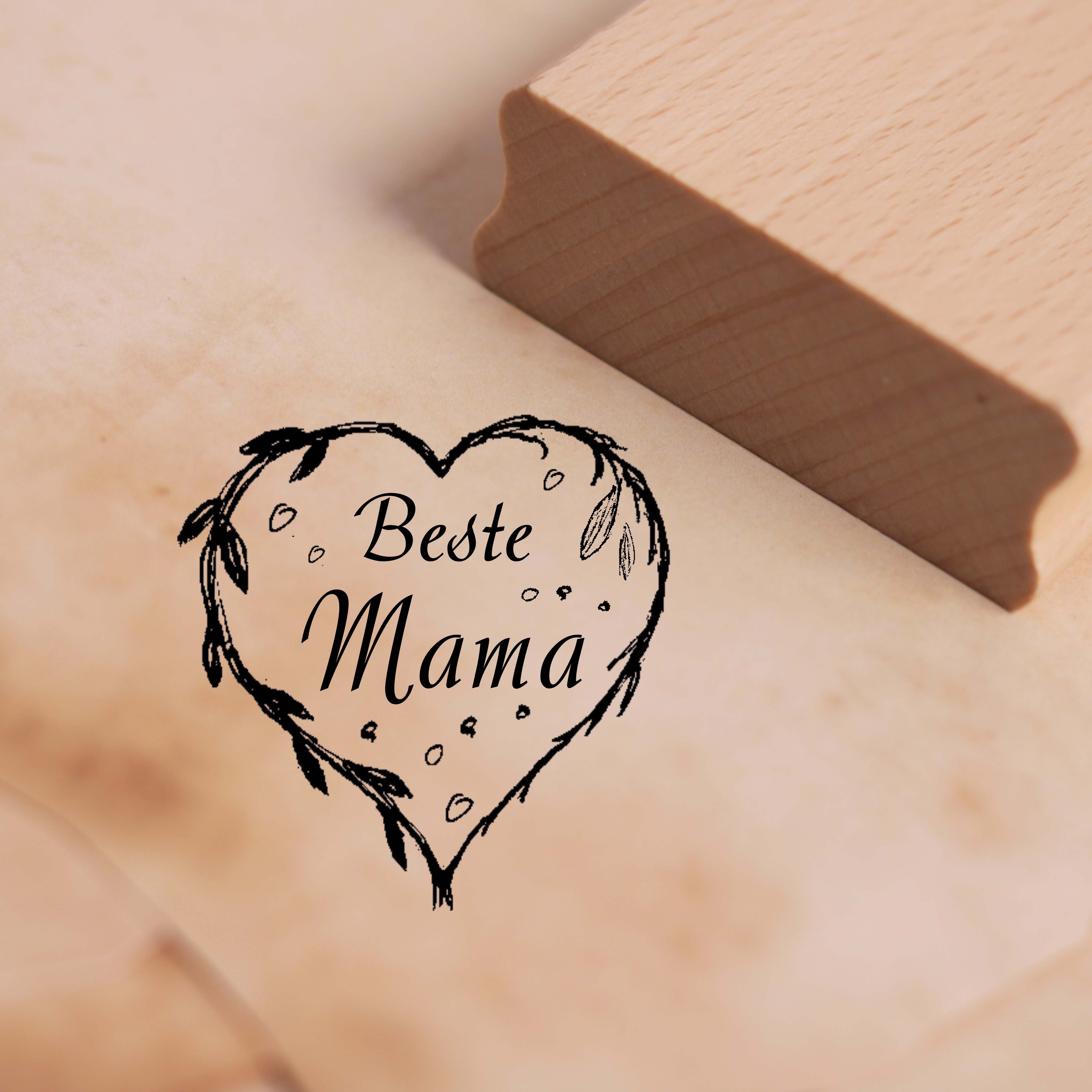 Motivstempel Beste Mama Stempel Herz 38 x 38 mm