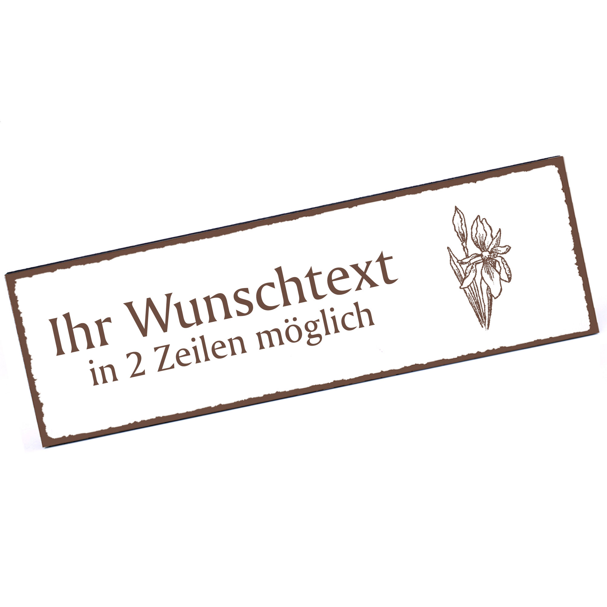 Türschild Iris  Namensschild personalisiert mit Gravur - 150mm x 50mm - selbstklebend