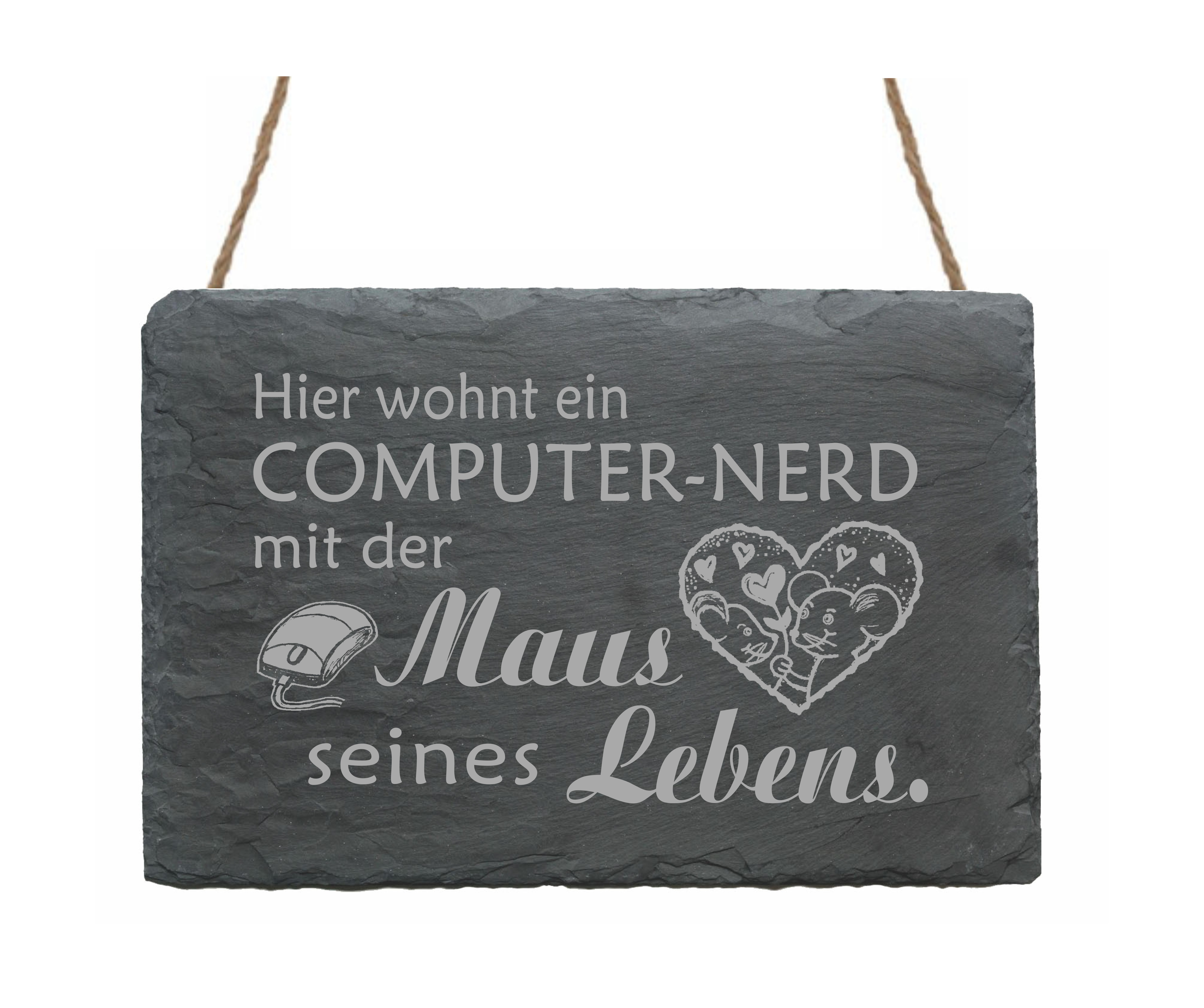 Schiefertafel « Hier WOHNT ein COMPUTER-NERD... » Herz Motiv