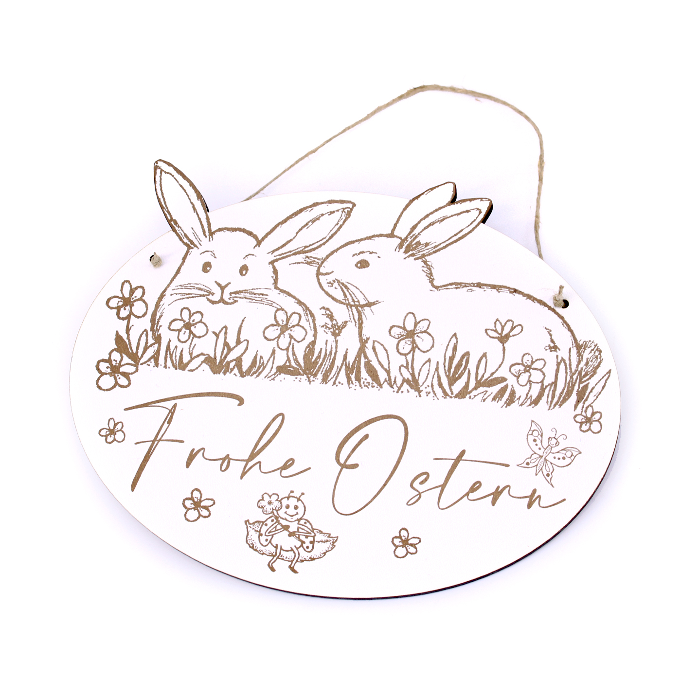 Ostern Schild Frohe Ostern - Osterhasen Türschild - 20 x 15 cm