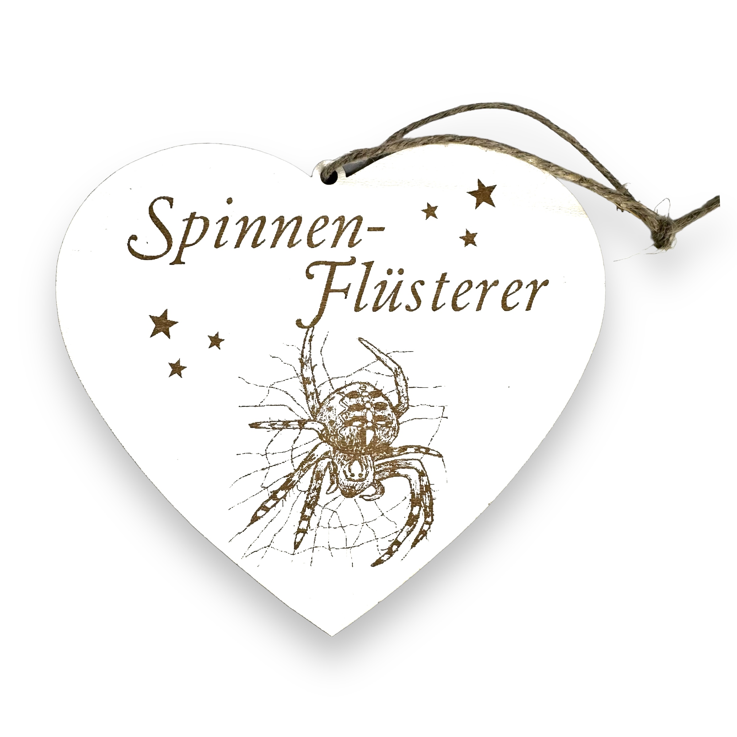 Spinnenflüsterer Schild - Herzschild mit Gravur - Deko Dekoschild Türschild 13 x 12 cm