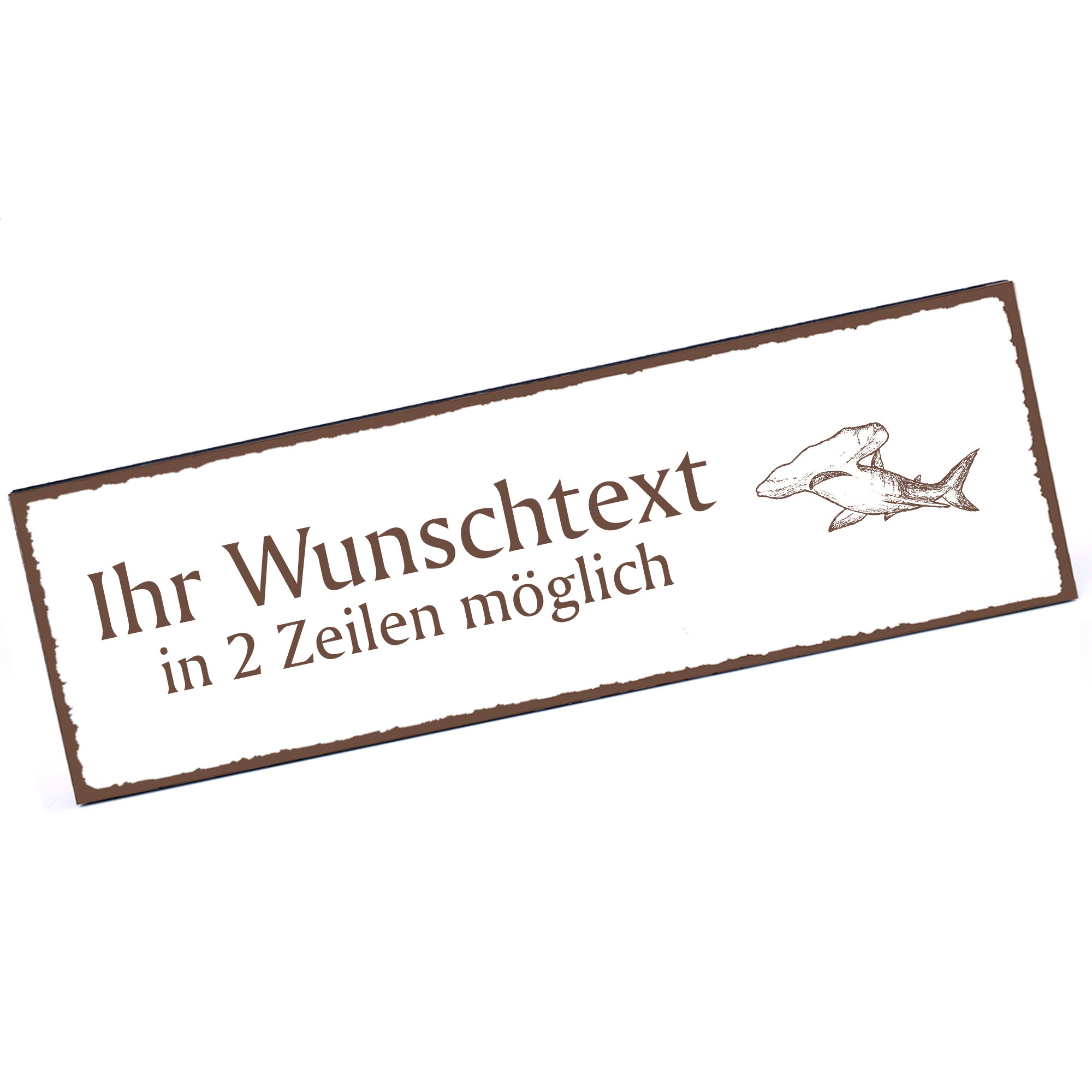 Türschild Hammerhai  Namensschild personalisiert mit Gravur - 150mm x 50mm - selbstklebend