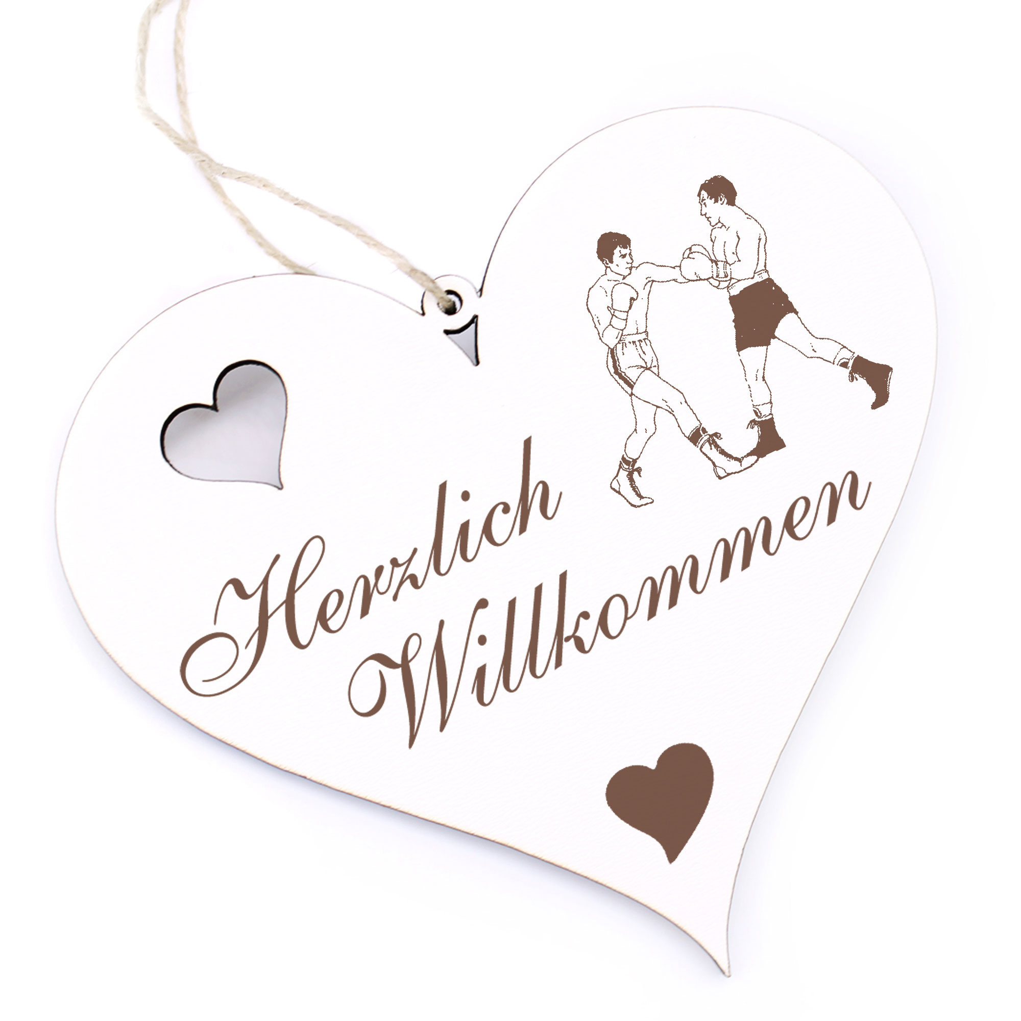 Herzlich Willkommen Schild - Boxen - Deko Herz Holz