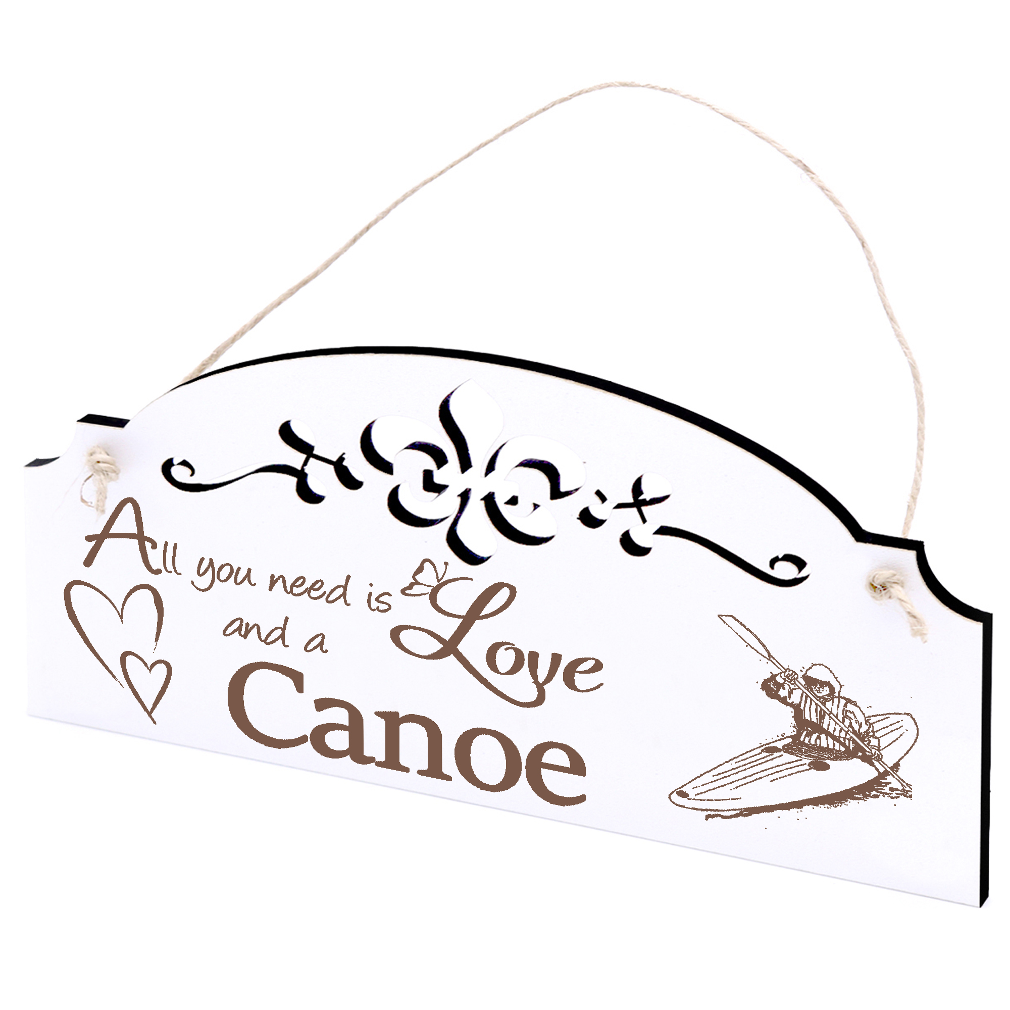 Schild Kanu Deko 20x10cm - All you need is Love and a Canoe - Holz