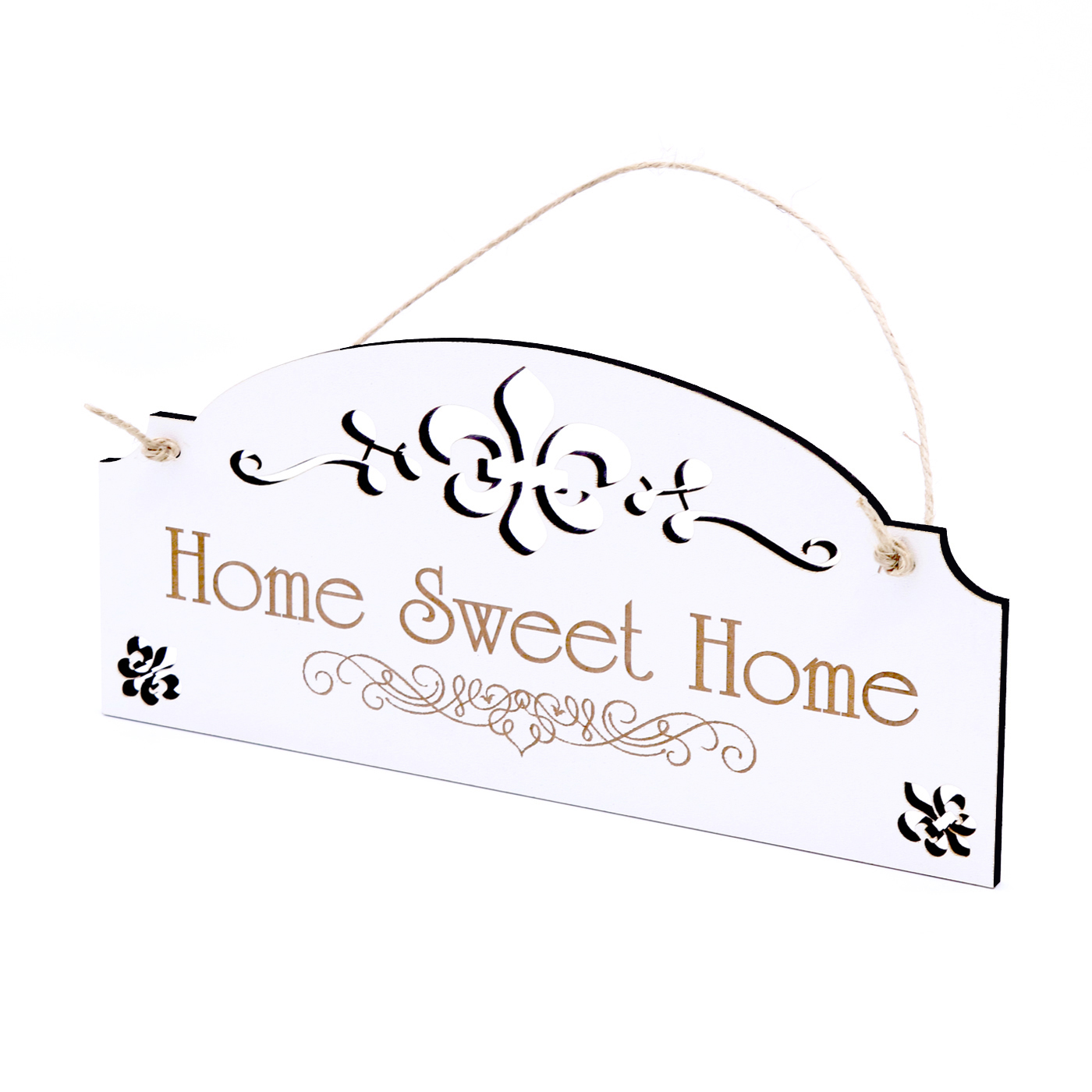 Schild Home sweet home - Vintage Türschild mit Ornamenten