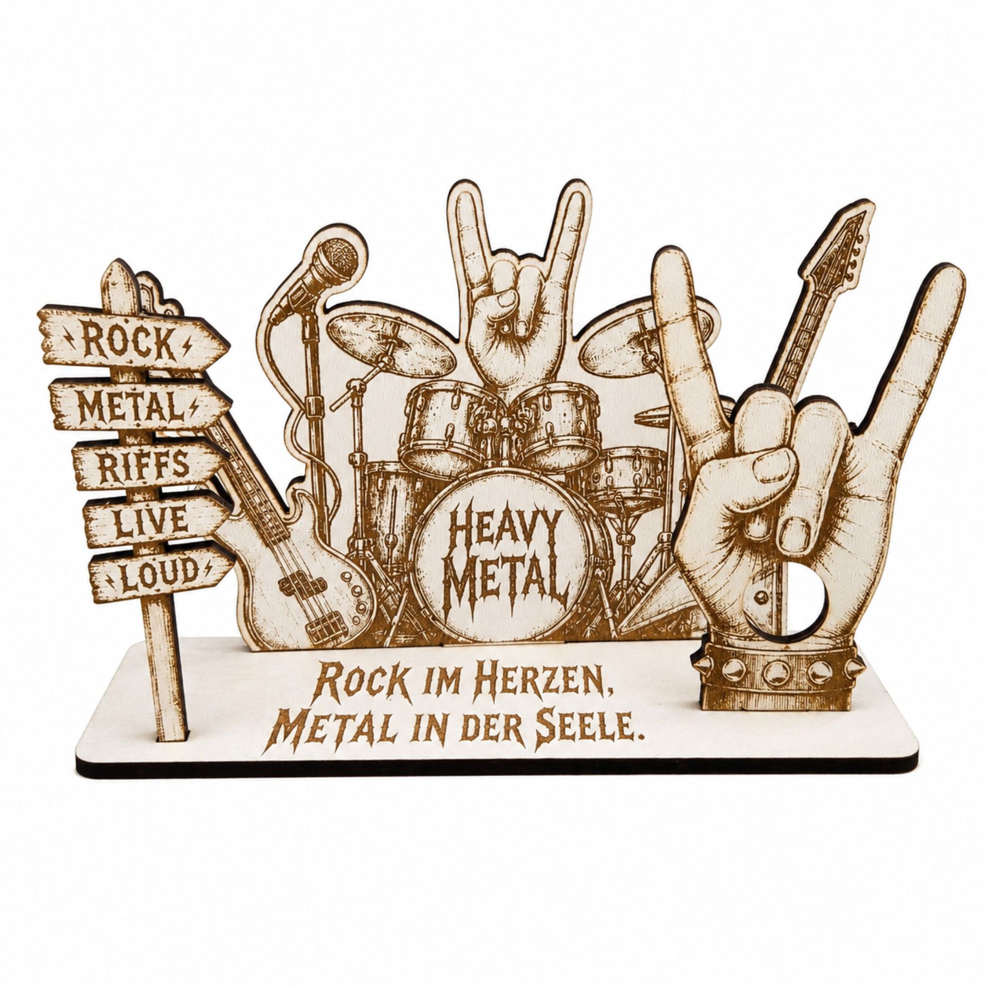 Heavy Metal Geldgeschenk aus HDF – Geschenk für Rockfans 14 x 8 cm