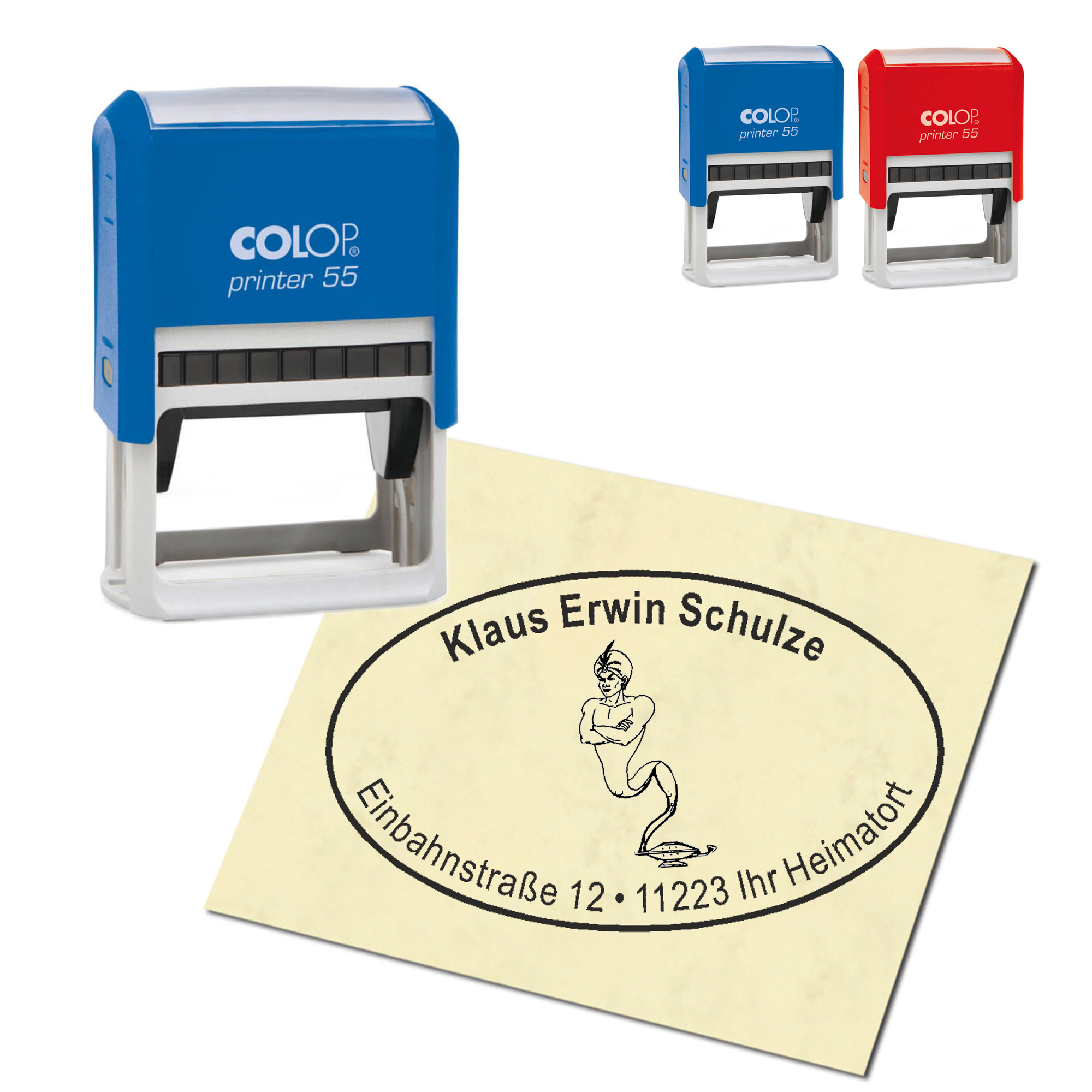 Adressstempel personalisiert Stempel - Dschinn - oval 59 x 39 mm
