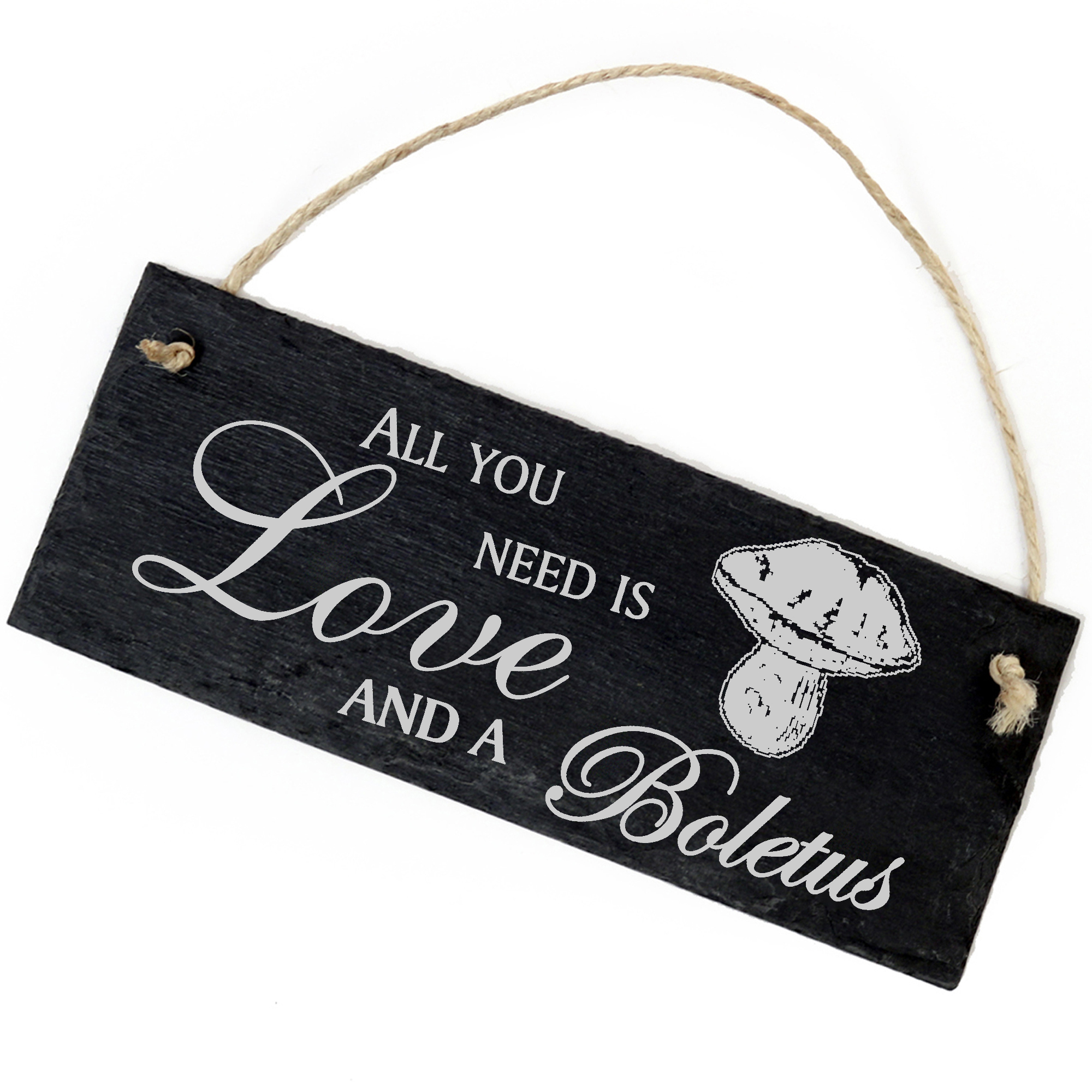 Schiefertafel Deko Steinpilz Schild 22 x 8 cm - All you need is Love and a Boletus