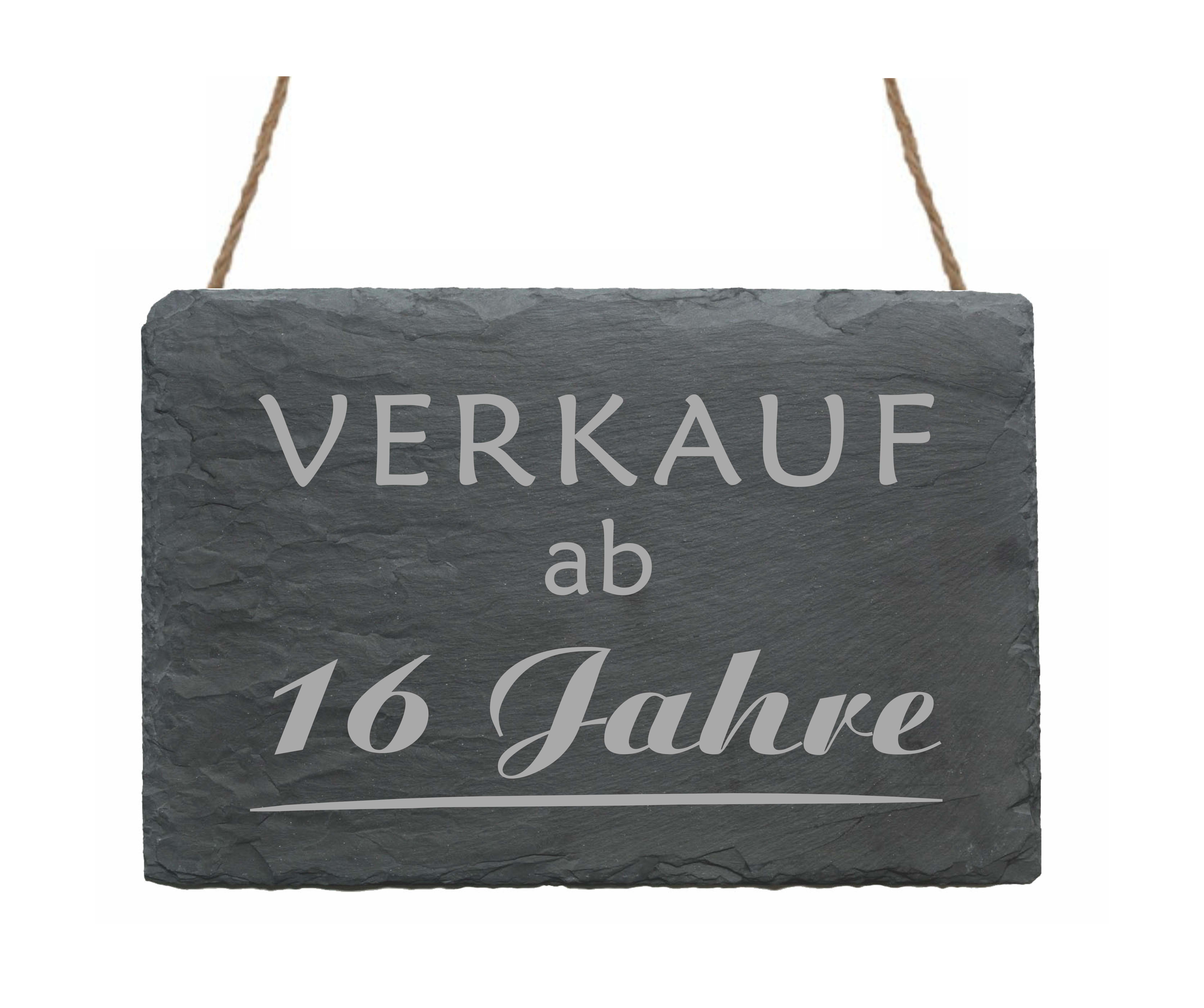 Schiefertafel « VERKAUF AB 16 JAHRE » Hinweisschild