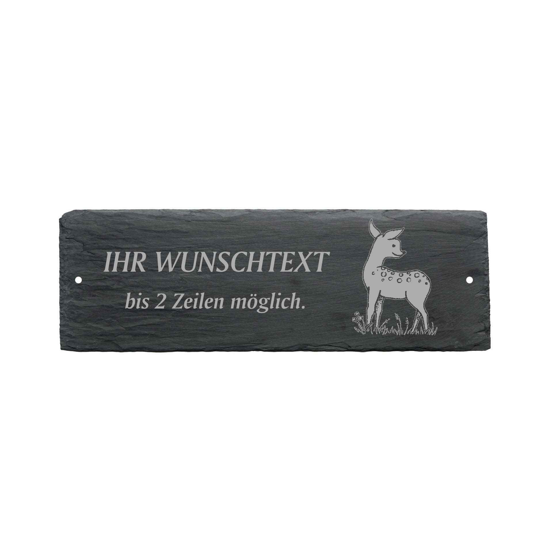 Türschild « REHKITZ » ca. 22 x 8 cm - aus Schiefer