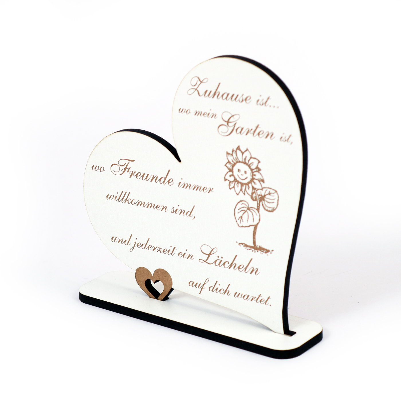 Dekoaufsteller Herz Zuhause ist wo mein Garten ist - Schild Sonnenblume