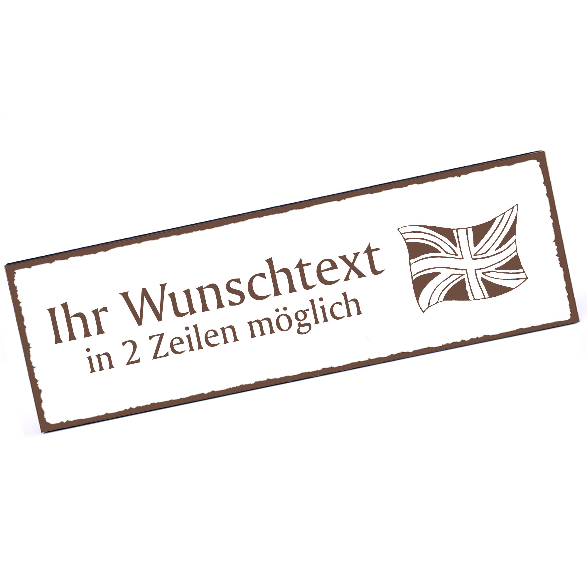 Türschild Fahne England  Namensschild personalisiert mit Gravur - 150mm x 50mm - selbstklebend