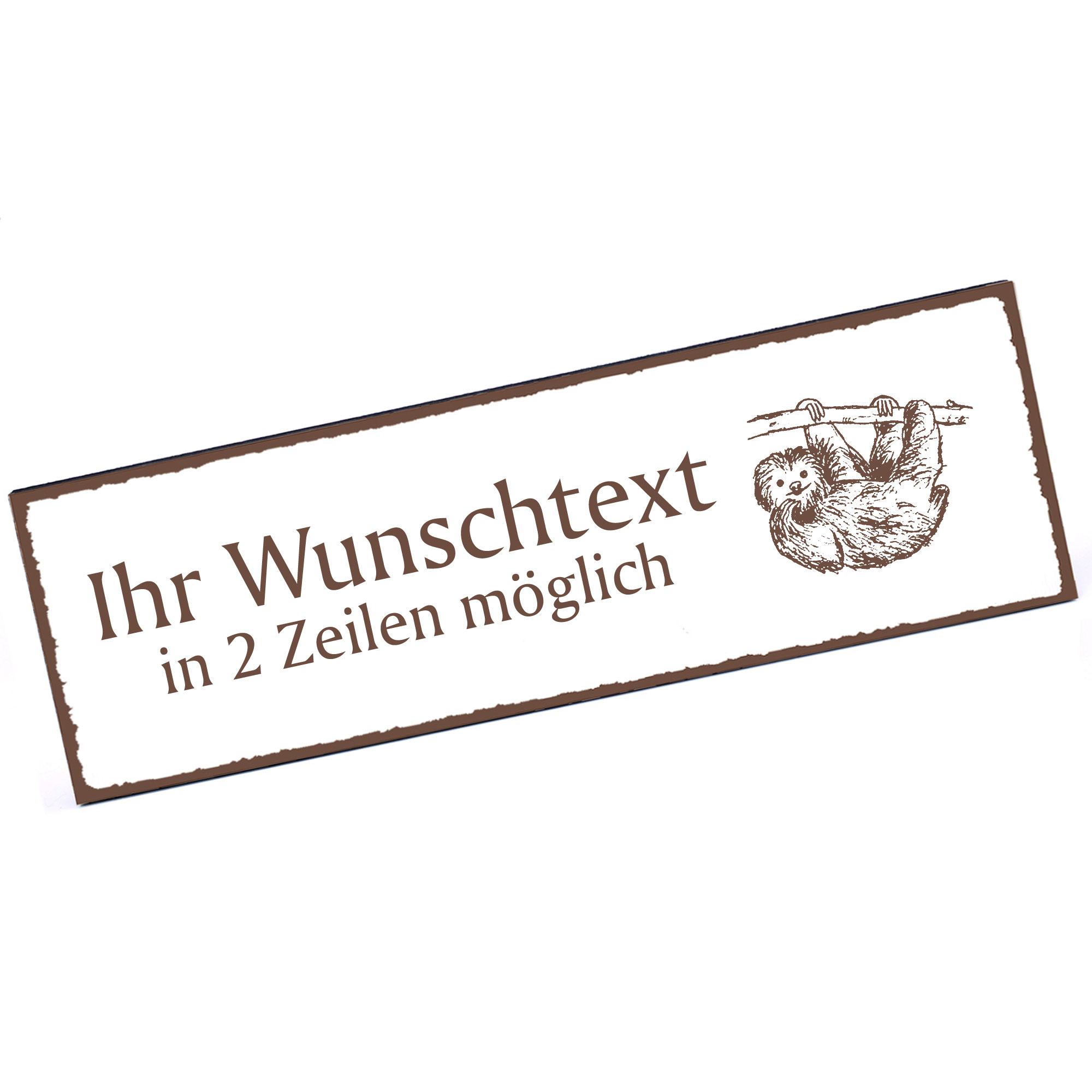 Türschild Faultier  Namensschild personalisiert mit Gravur - 150mm x 50mm - selbstklebend