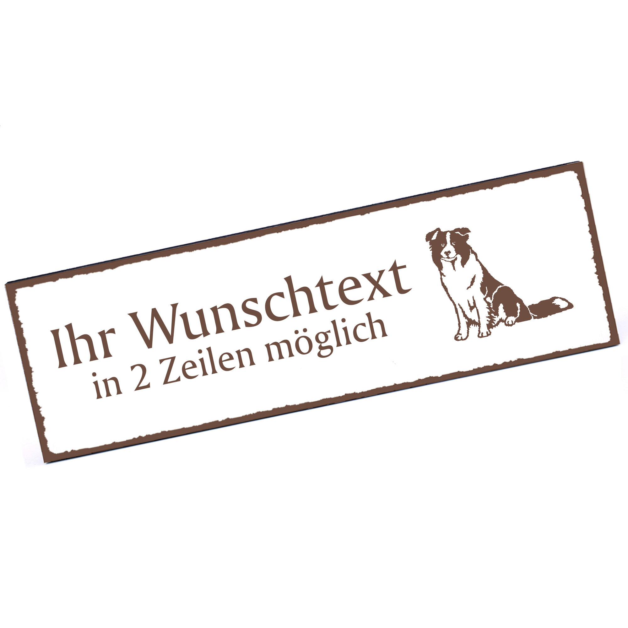 Türschild Border Collie  Namensschild personalisiert mit Gravur - 150mm x 50mm - selbstklebend