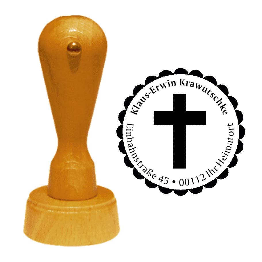 Adressenstempel « KREUZ » mit persönlichem Wunschtext
