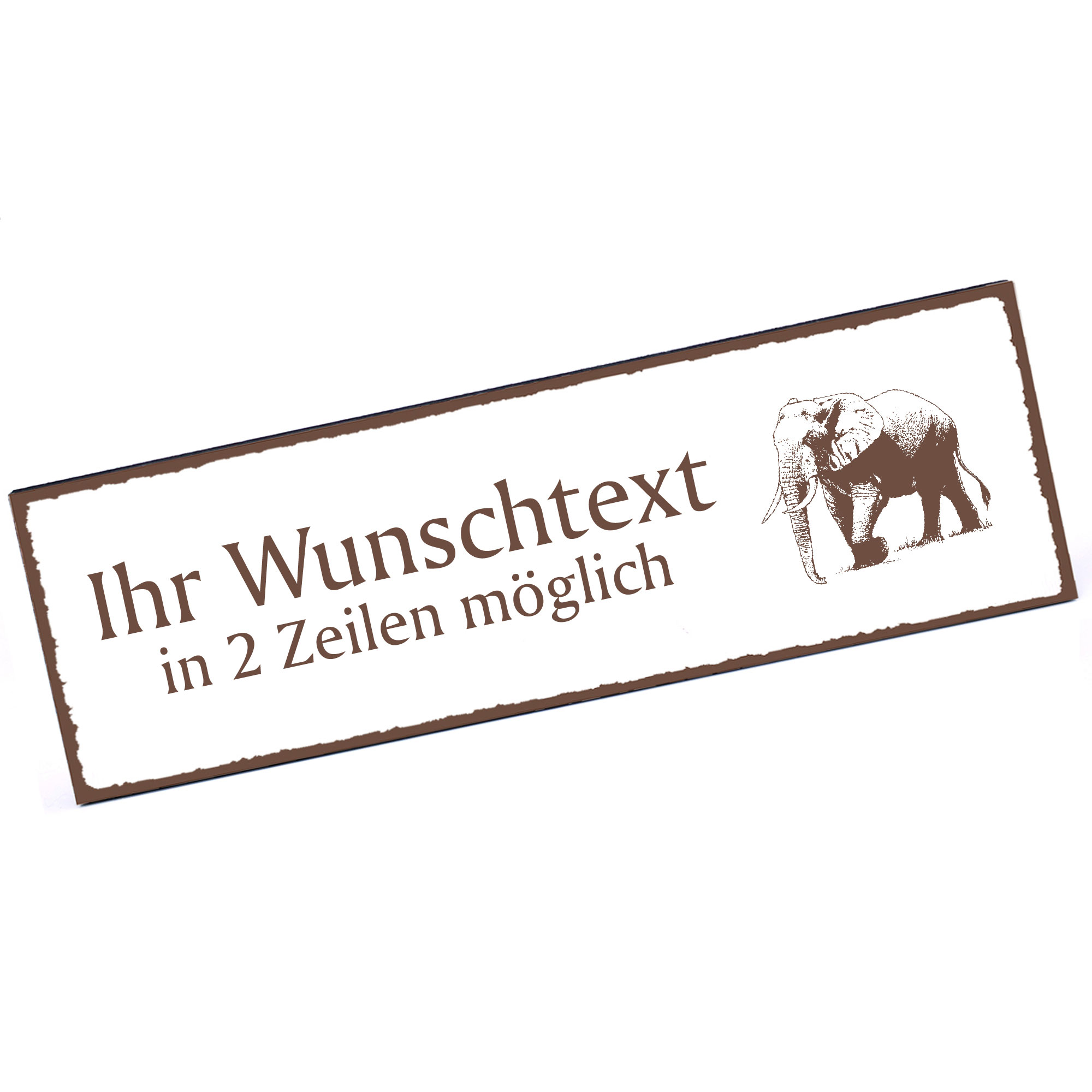 Türschild Elefant  Namensschild personalisiert mit Gravur - 150mm x 50mm - selbstklebend