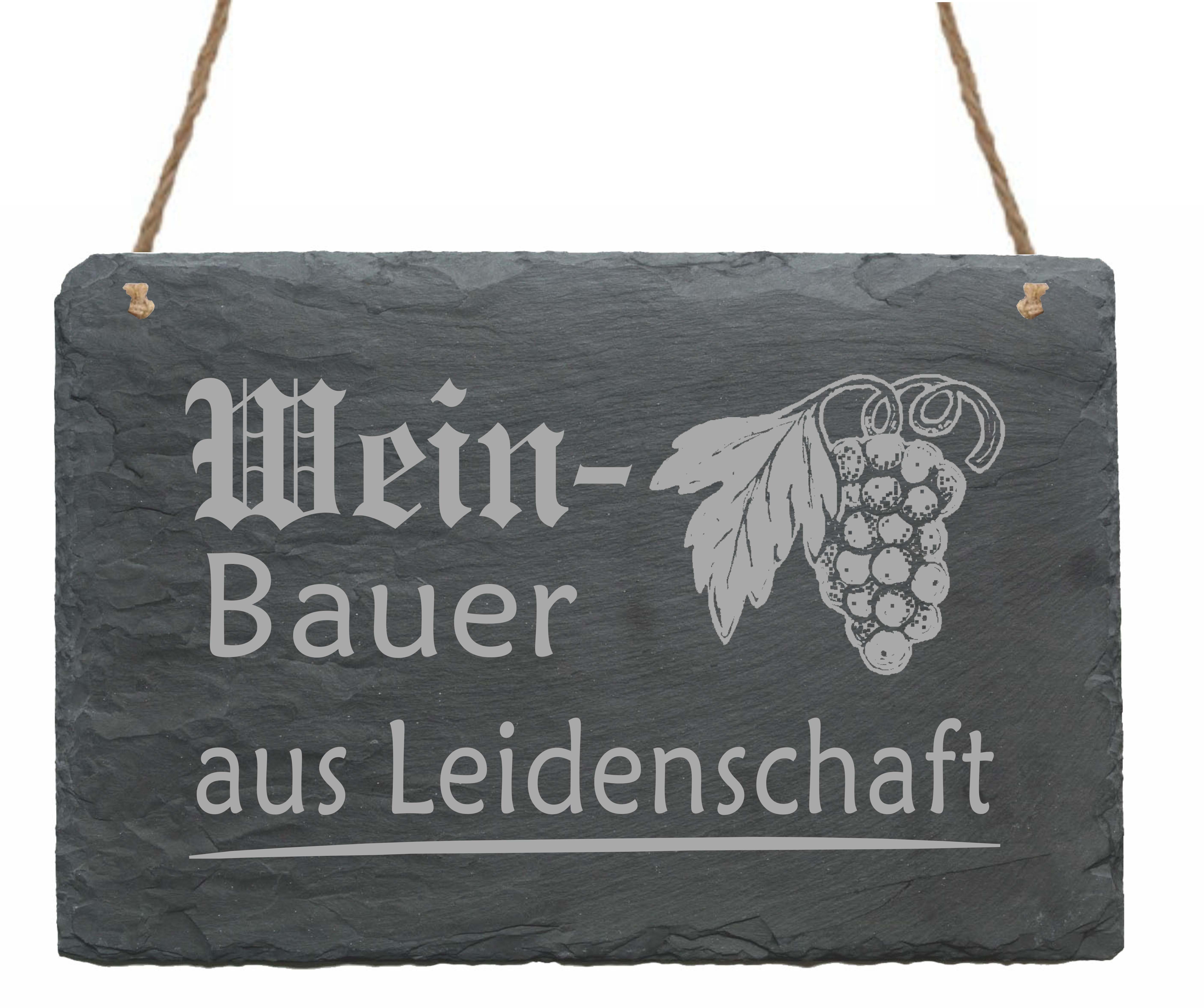 Schiefertafel « WEINBAUER AUS LEIDENSCHAFT » mit Motiv