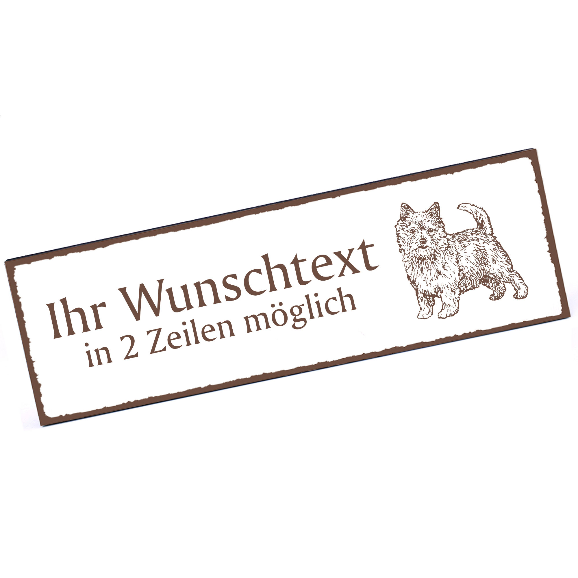 Türschild Norwich Terrier  Namensschild personalisiert mit Gravur - 150mm x 50mm - selbstklebend