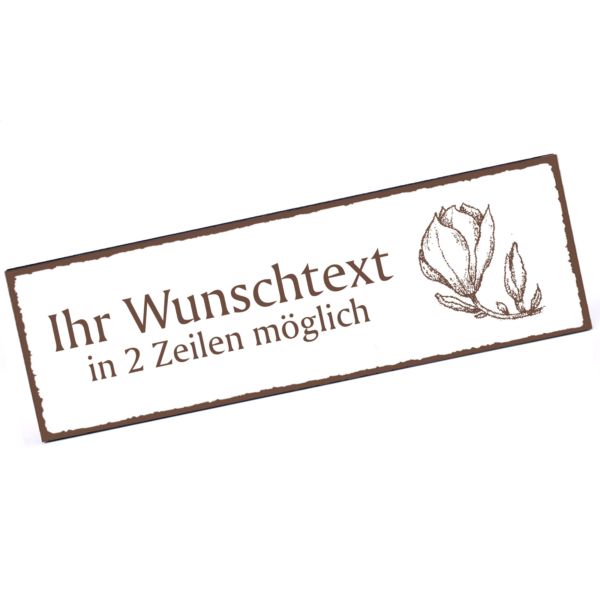 Türschild Magnolie  Namensschild personalisiert mit Gravur - 150mm x 50mm - selbstklebend