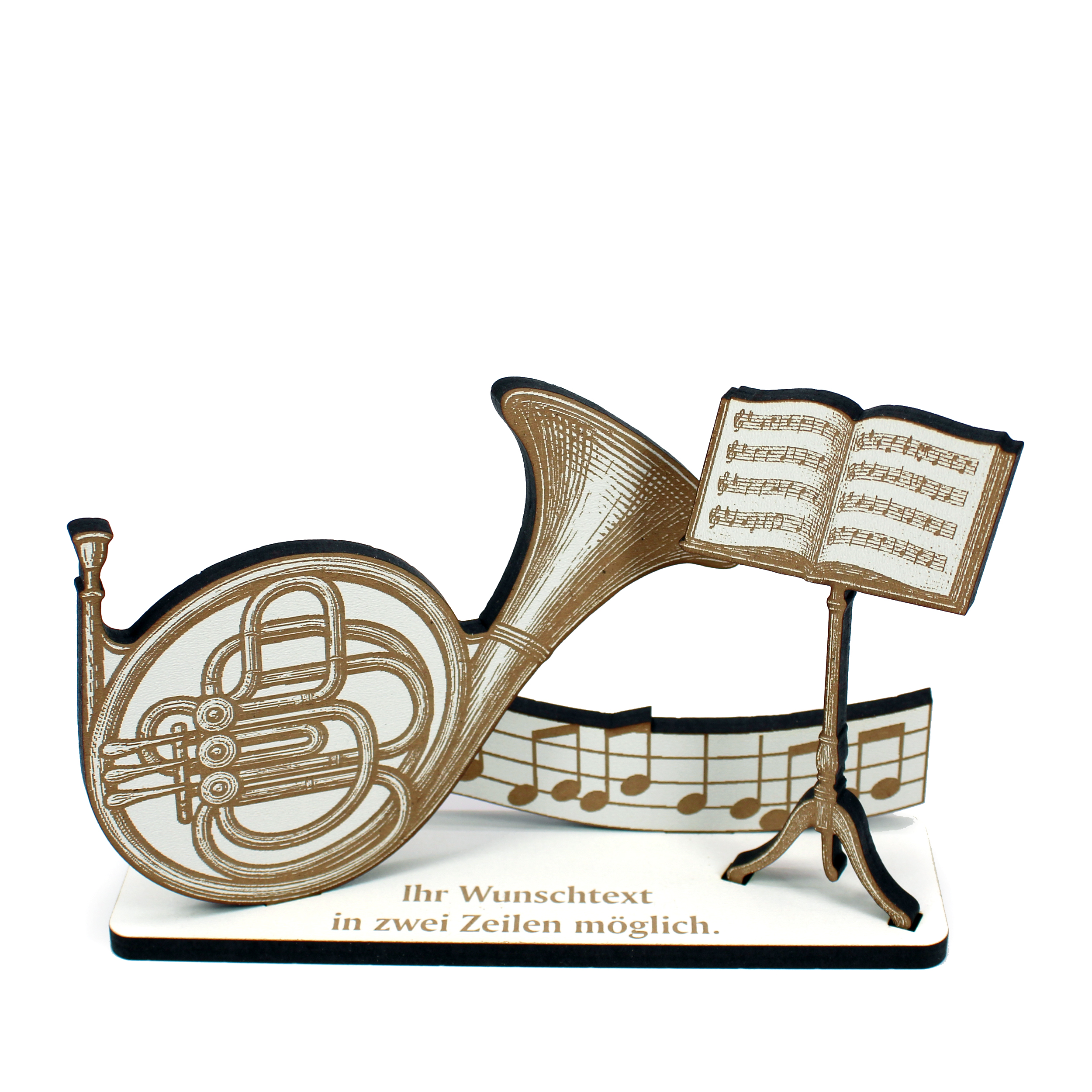 Dekoaufsteller Horn – Geschenk für Musiker mit Wunschtext - Hornist & Hornistin  –  Geldgeschenk