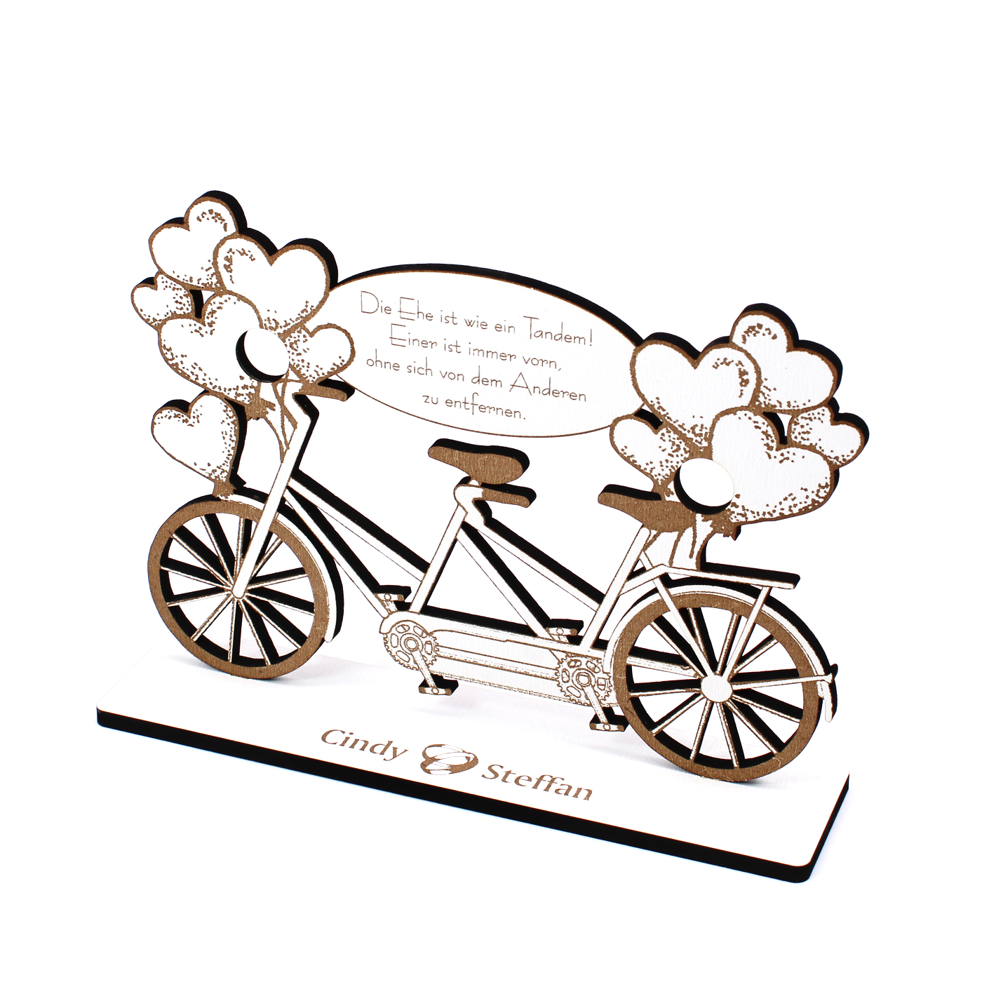 Geldgeschenk Hochzeit Tandem mit Herzballons - inkl. Namen - Schild für Geld Gutschein