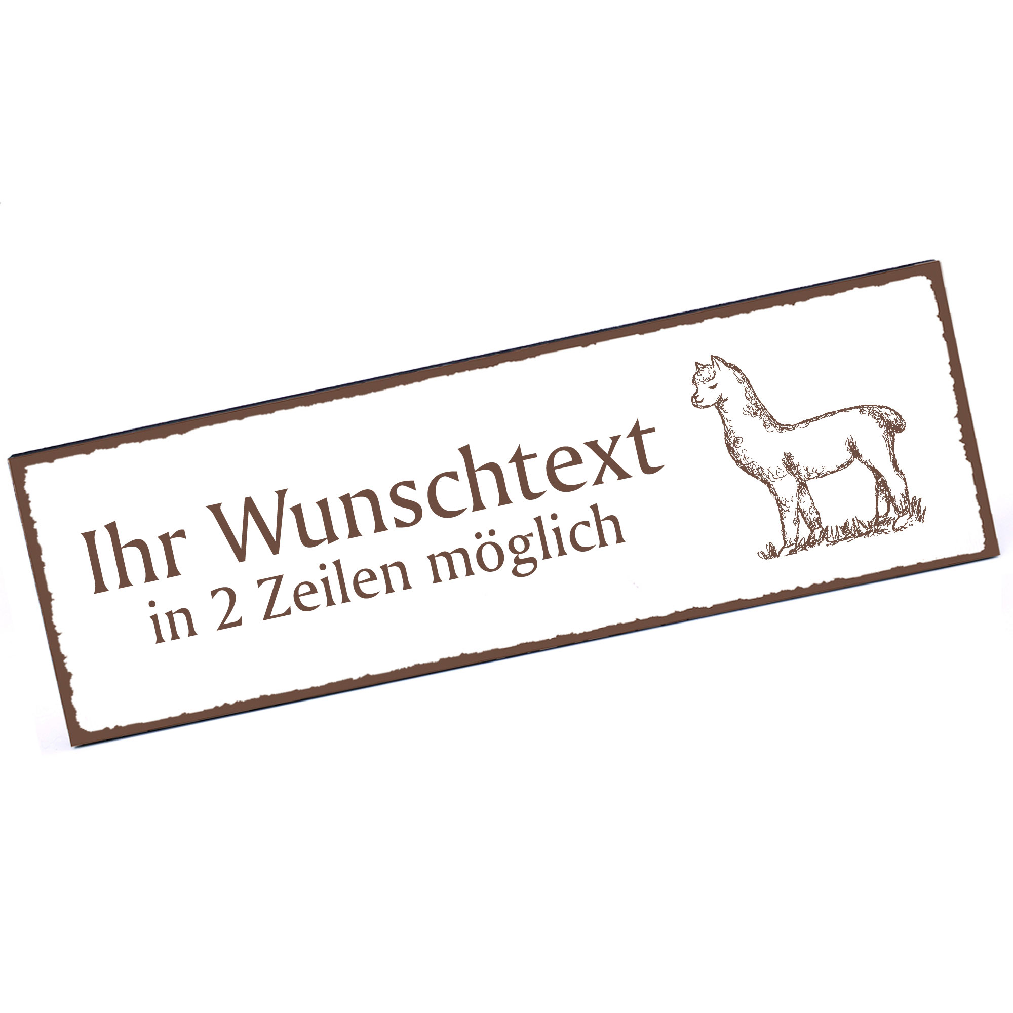 Türschild niedliches Lama  Namensschild personalisiert mit Gravur - 150mm x 50mm - selbstklebend