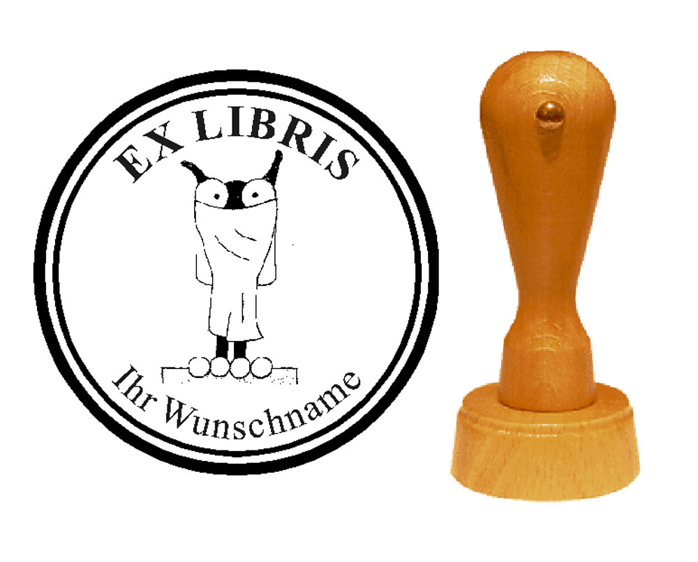 Ex Libris « Kuriose Schleiereule » mit persönlichem Namen