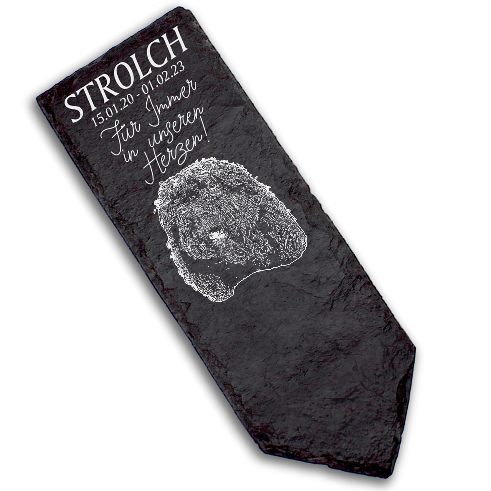 Grabstecker Grabschmuck Grabstein - Barbet  - Personalisiert Grab Deko 8 x 22 cm Grabdekoration