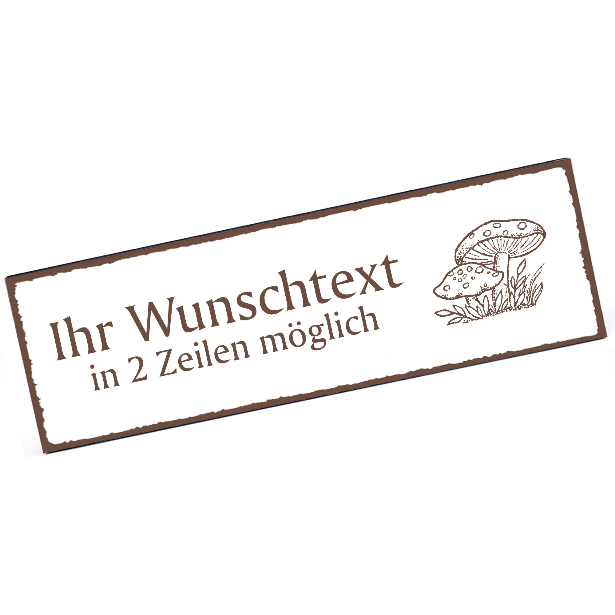 Türschild Fliegenpilze  Namensschild personalisiert mit Gravur - 150mm x 50mm - selbstklebend