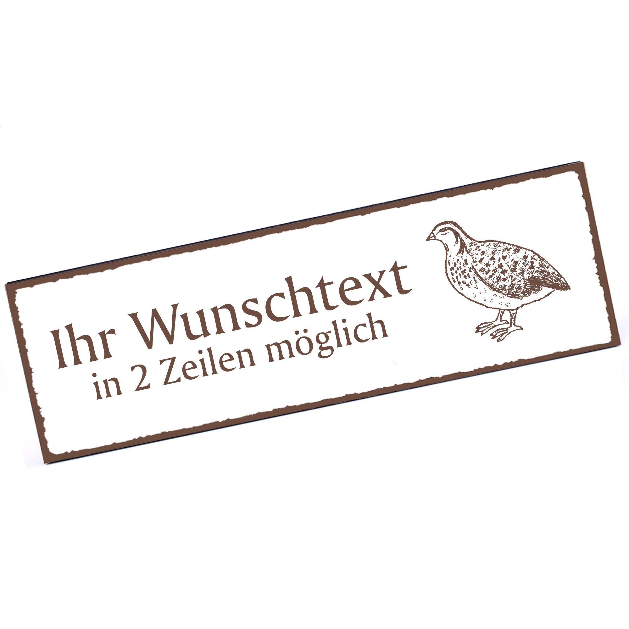 Türschild Wachtel  Namensschild personalisiert mit Gravur - 150mm x 50mm - selbstklebend