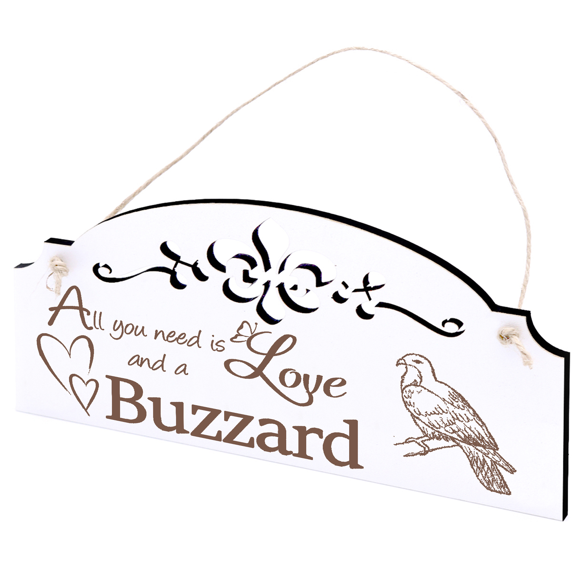 Schild Bussard Mäusebussard Deko 20x10cm - All you need is Love and a Buzzard - Holz