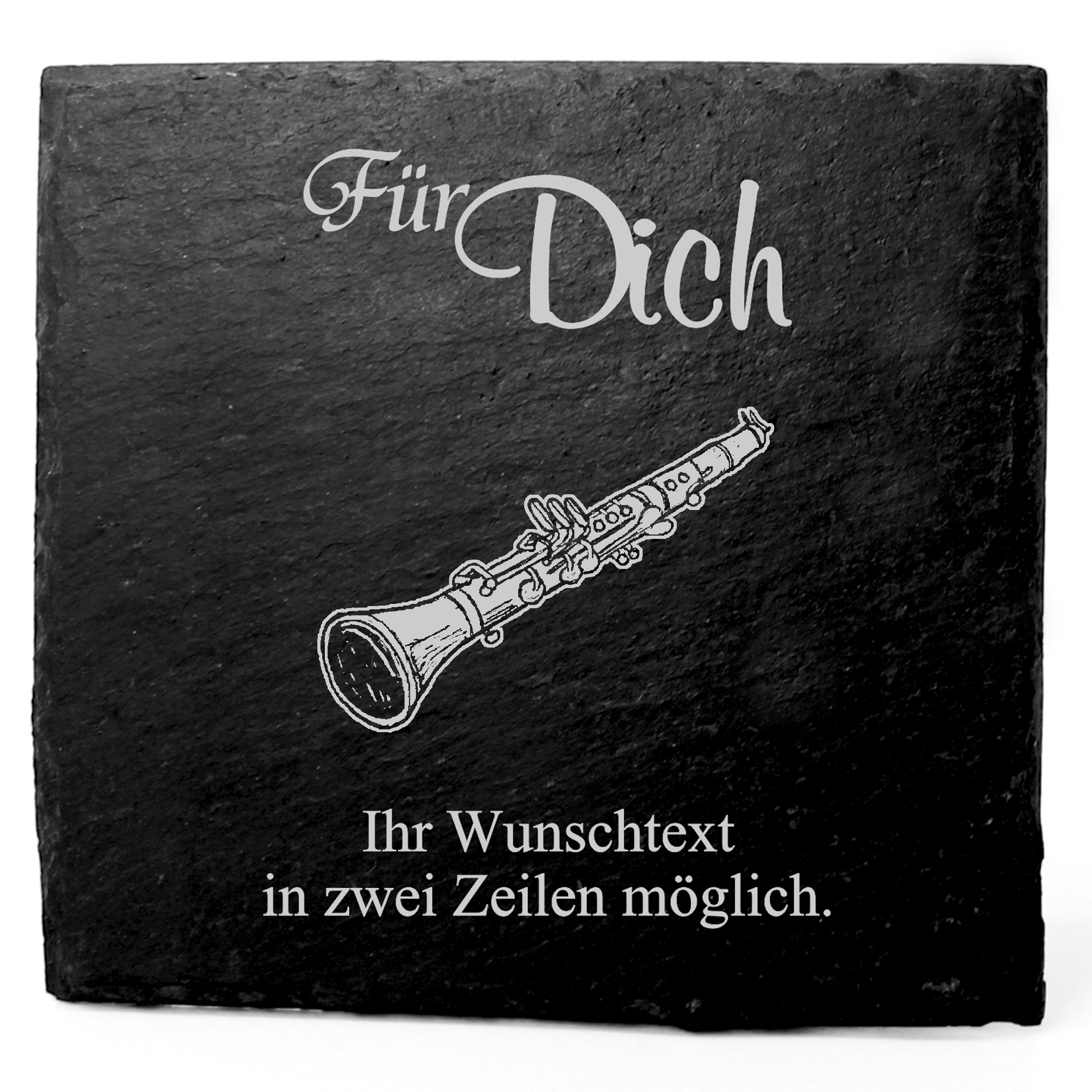 Deko Schiefer Untersetzer personalisiert Klarinette - Für Dich - 11x11cm
