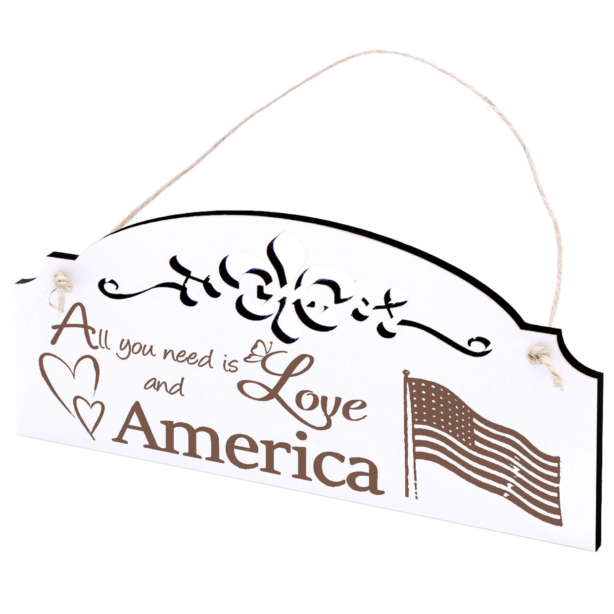 Schild Fahne Amerika Deko 20x10cm - All you need is Love and America - Holz