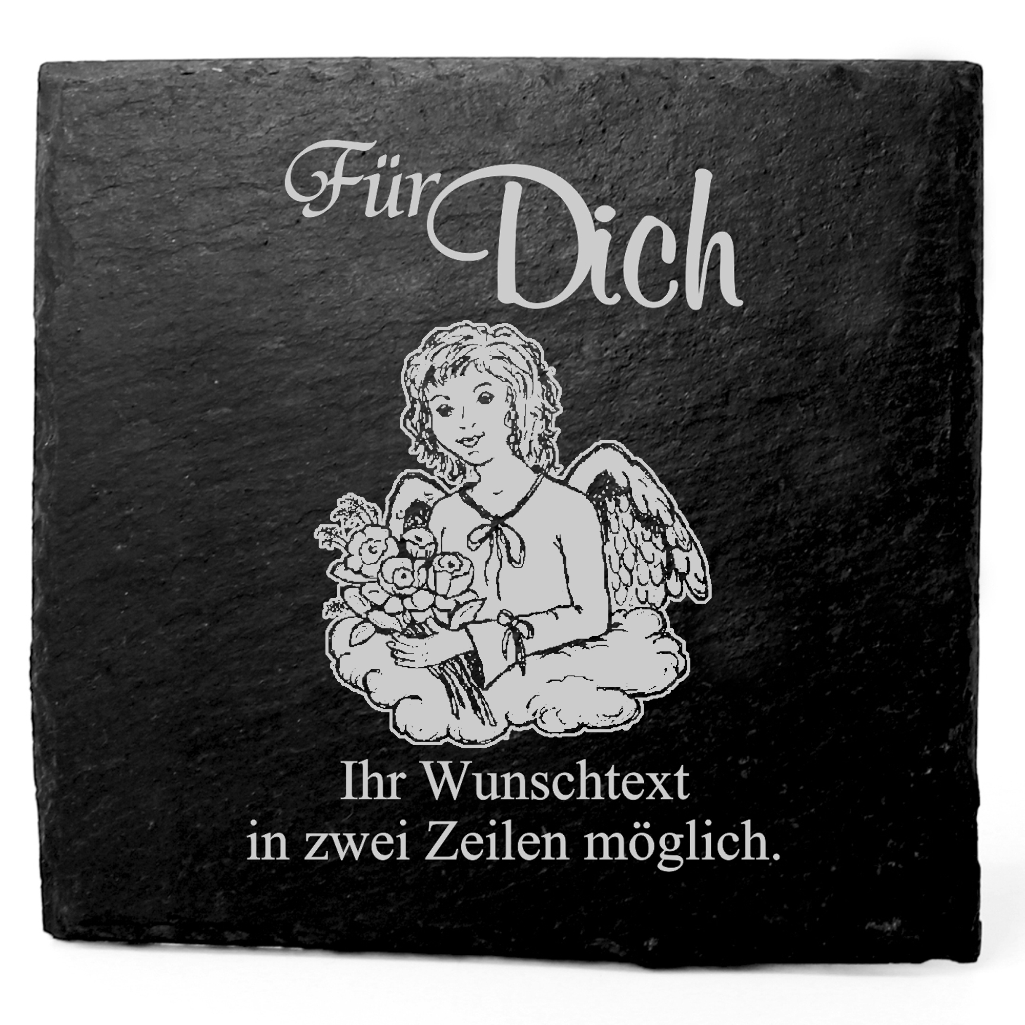 Deko Schiefer Untersetzer personalisiert Engel Schutzengel - Für Dich - 11x11cm