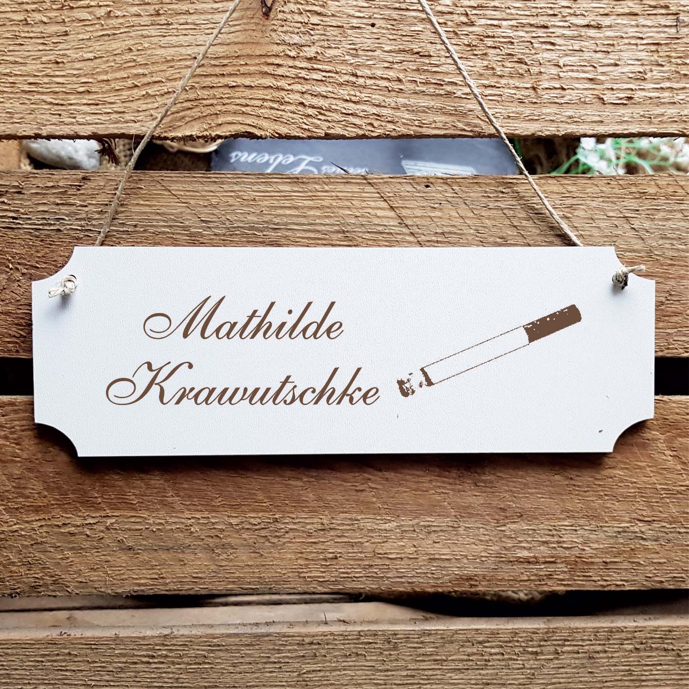 Schild « Zigarette » Namensschild Türschild zum Anhängen - 20 x 6,7 cm
