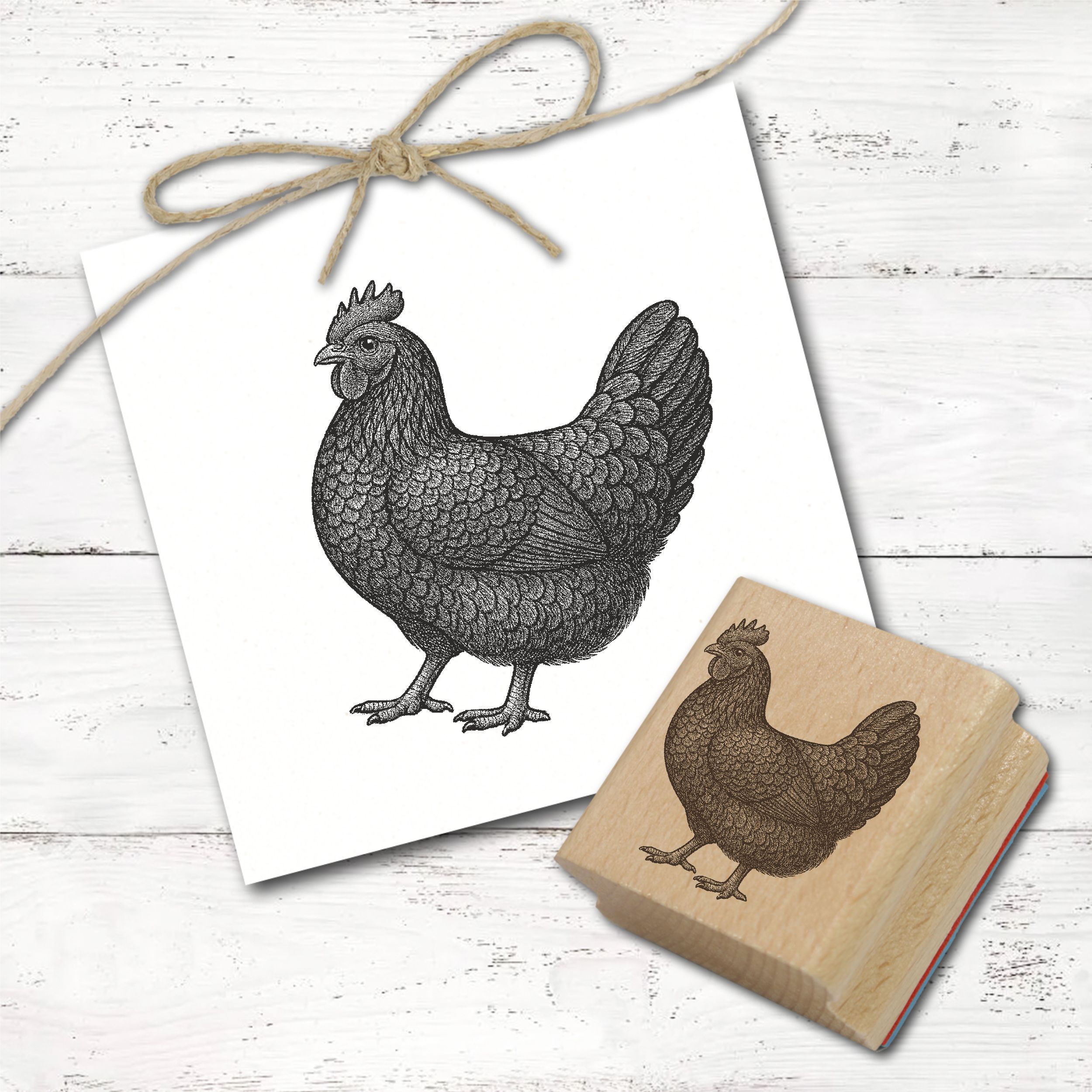 Huhn Motivstempel Marans - 3 Größen wählbar - Hühner Stempel Holzstempel