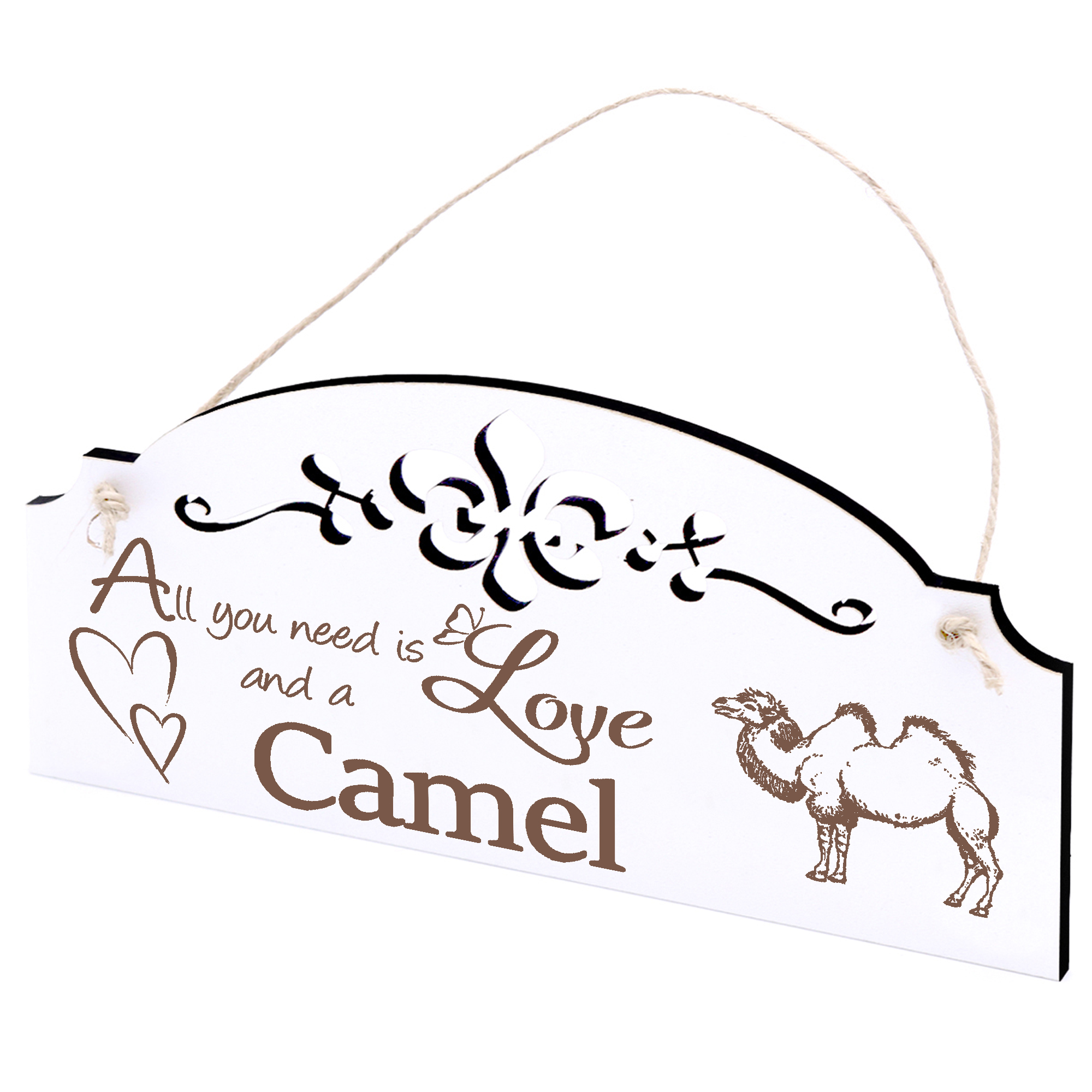 Schild stehendes Kamel Deko 20x10cm - All you need is Love and a Camel - Holz
