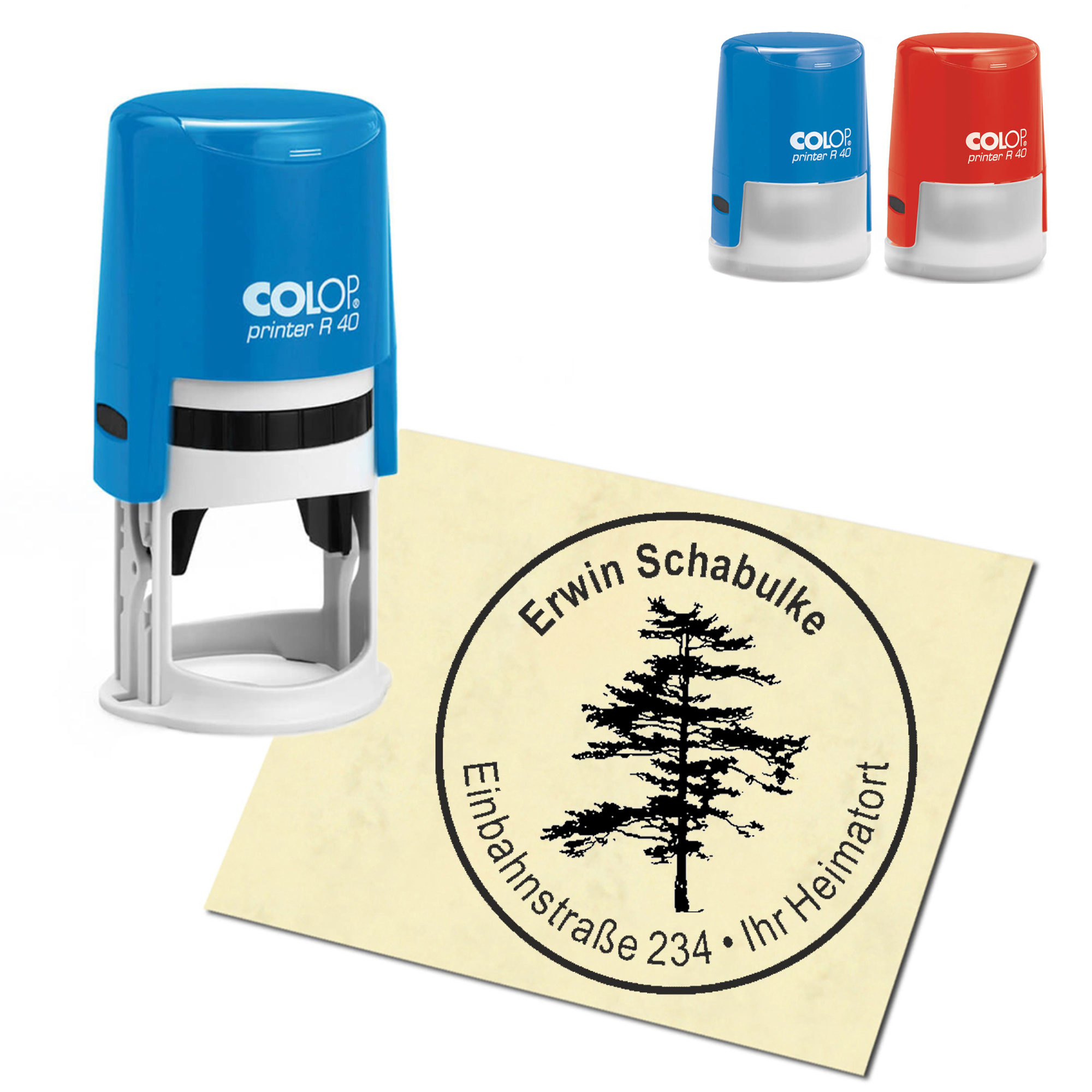 Stempel Adressstempel personalisiert - Kiefer - rund &empty; 40mm