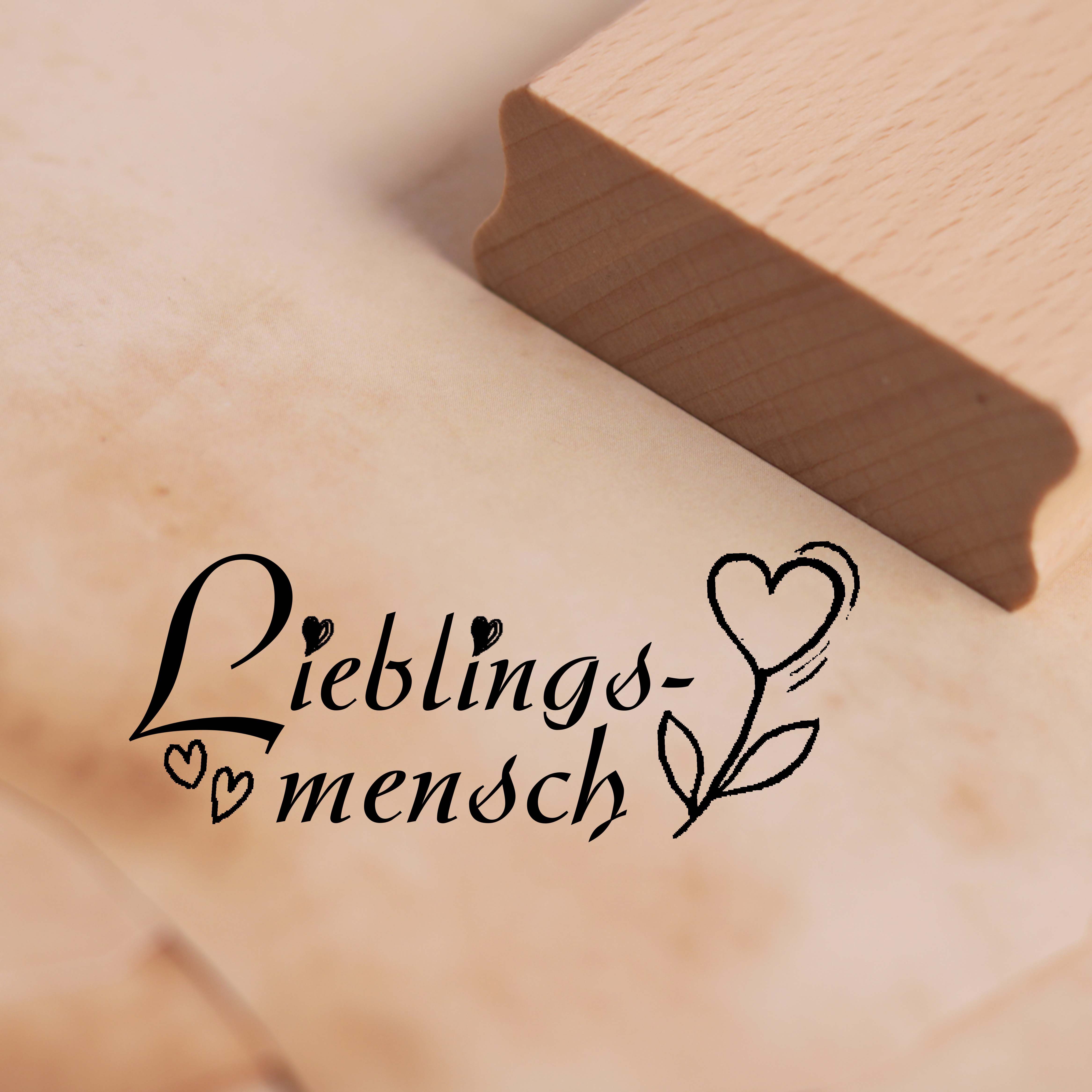 Motivstempel Lieblingsmensch Stempel Herz Blume 68 x 28 mm