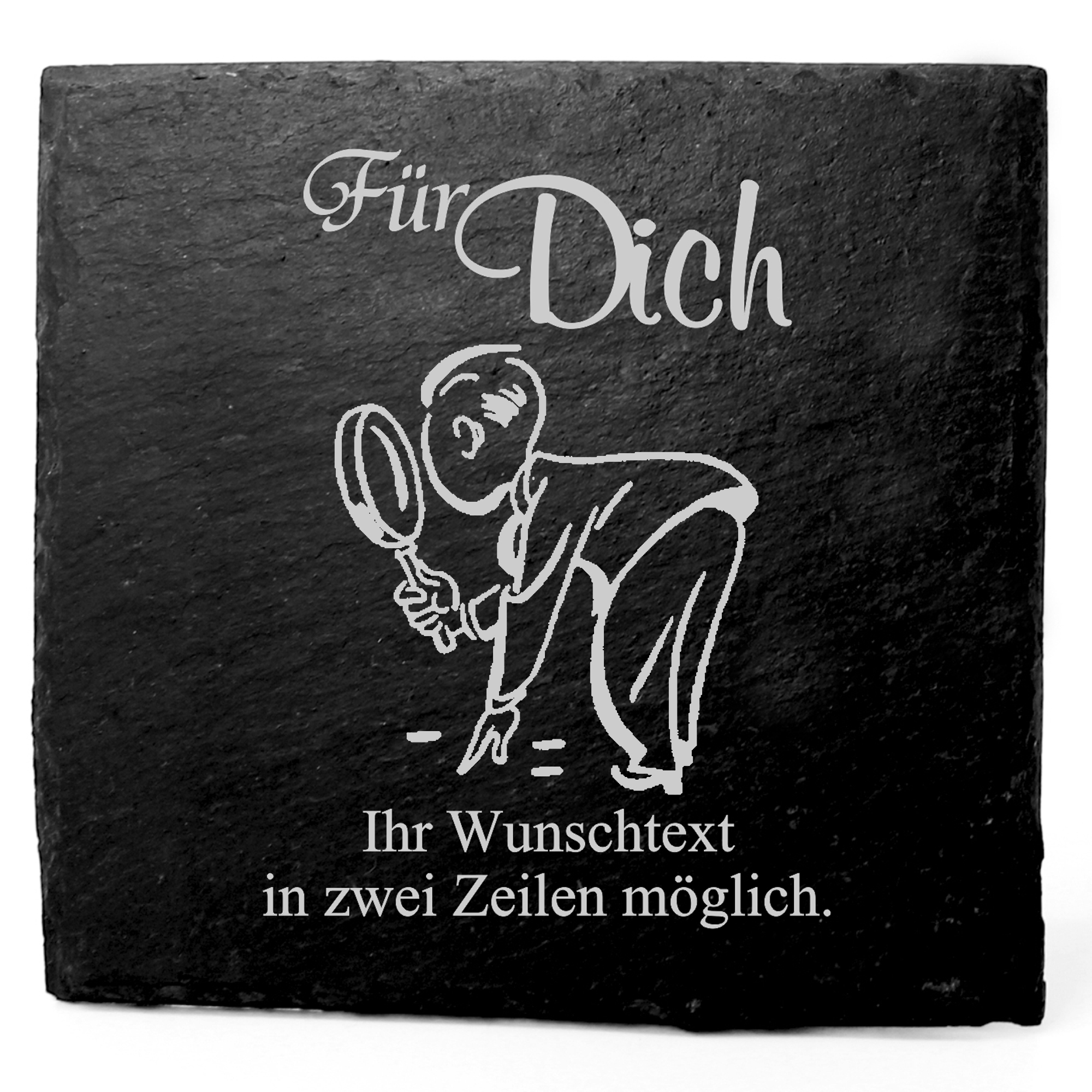 Deko Schiefer Untersetzer personalisiert Detektiv - Für Dich - 11x11cm